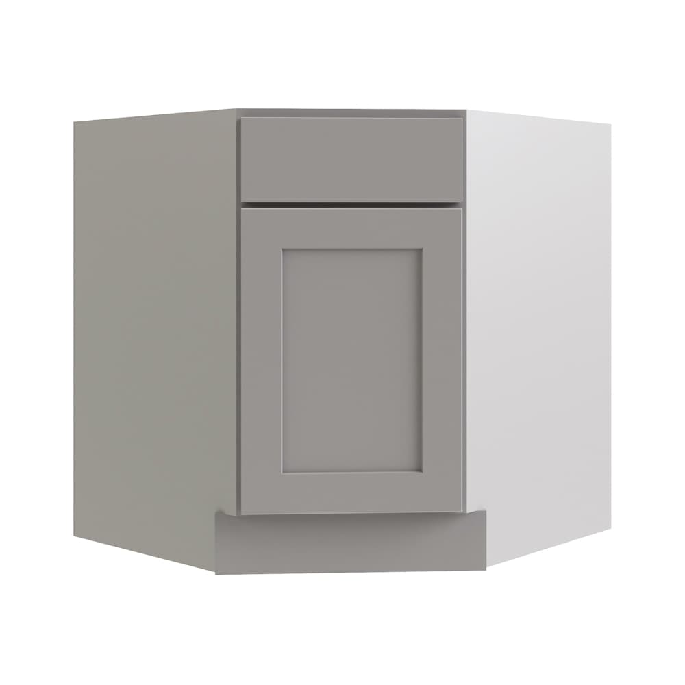 RELIABILT Parkstone 32-in W x 34.5-in H x 24-in D White Diagonal Corner Base Fully Assembled Plywood Cabinet (Flat Panel Shaker Style)