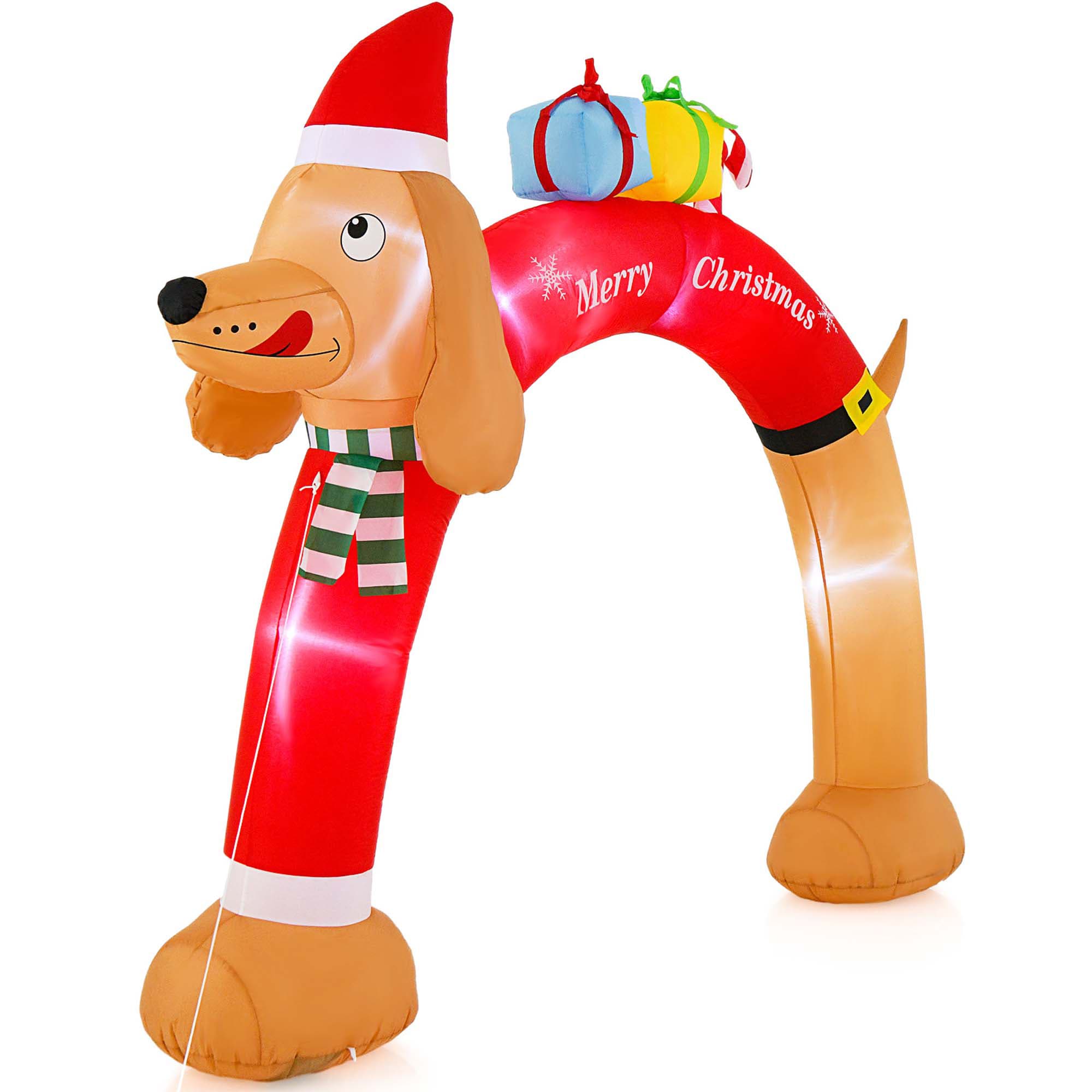 Costway LWS00806 10-Feet Lighted Dog Christmas Inflatable Archway