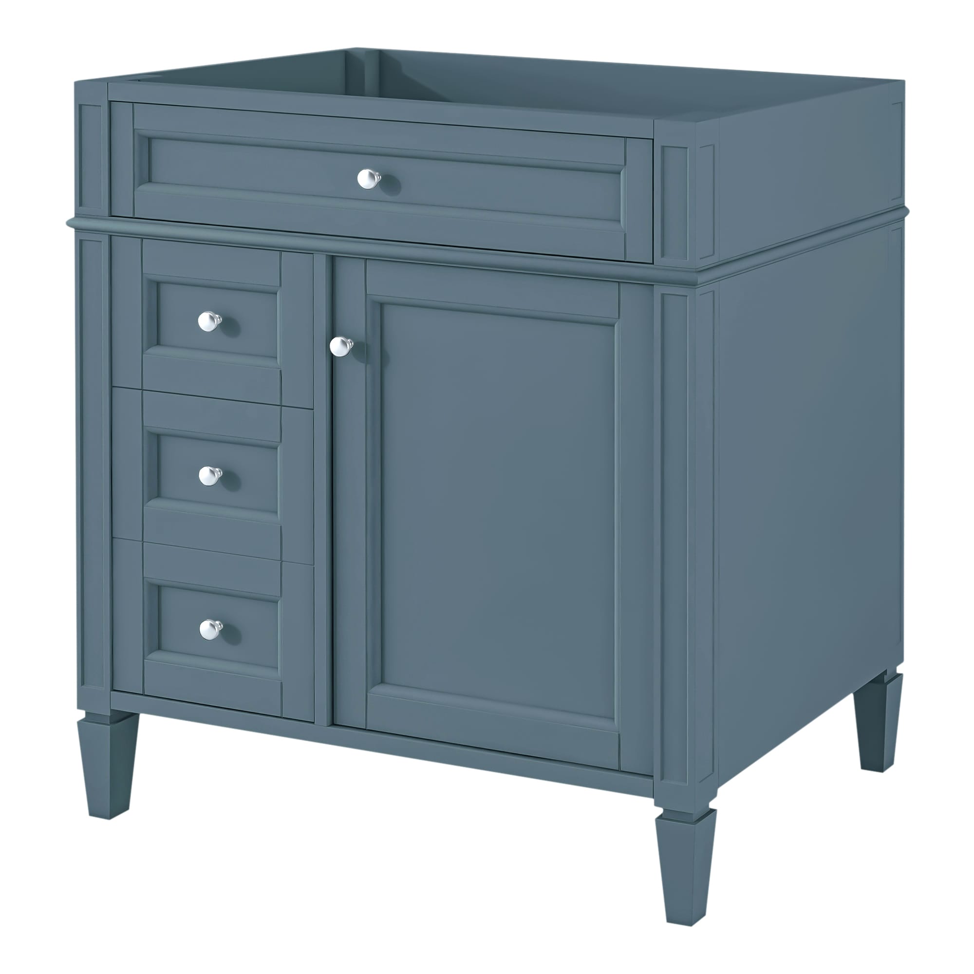 MooxvMoo 30 inch Bathroom Vanity without Top Sink Modern Bathroom Storage Cabinet with 2 Drawers and a Tip-out Drawer (Indigo)