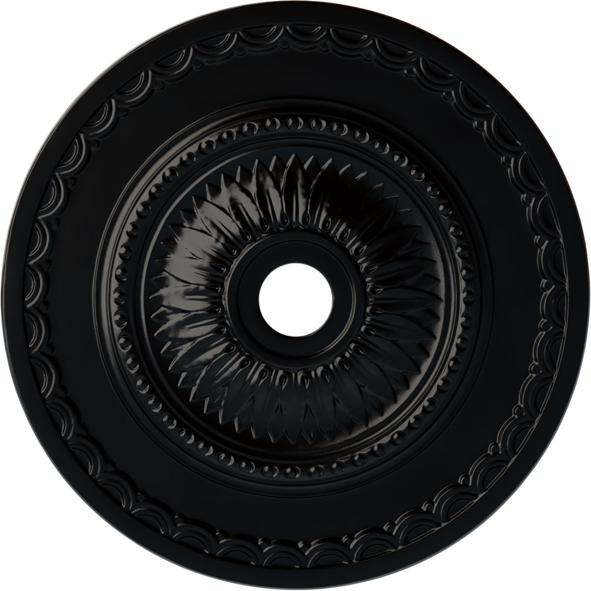 Ekena Millwork CM29SFBLF Sunflower 29.5-in W x 29.5-in L Painted Jet Black Polyurethane Whole Ceiling Medallion