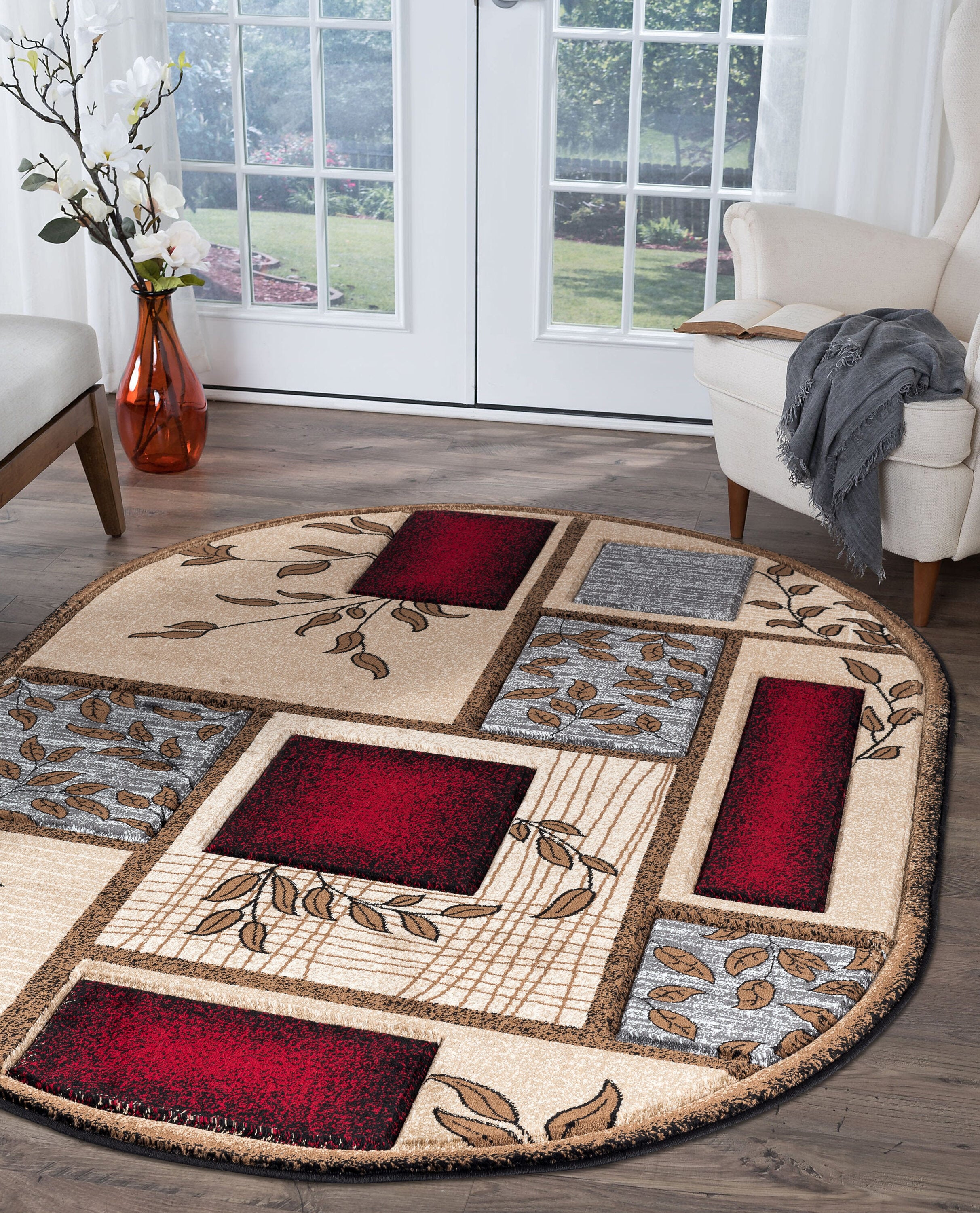 MDA Rugs GM4958OV Glamour 5 x 7 (ft) Polypropylene Brown/Blue Oval Indoor Abstract Area rug