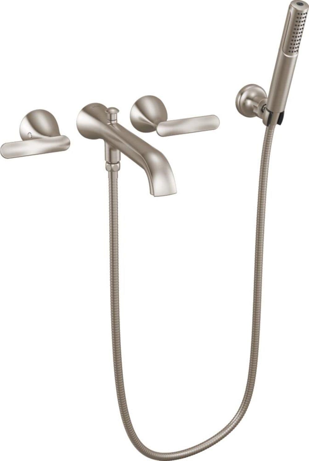 Delta Bonacci Lumicoat Stainless 2-handle Wall-mount Low-arc Bathtub Faucet with Hand Shower