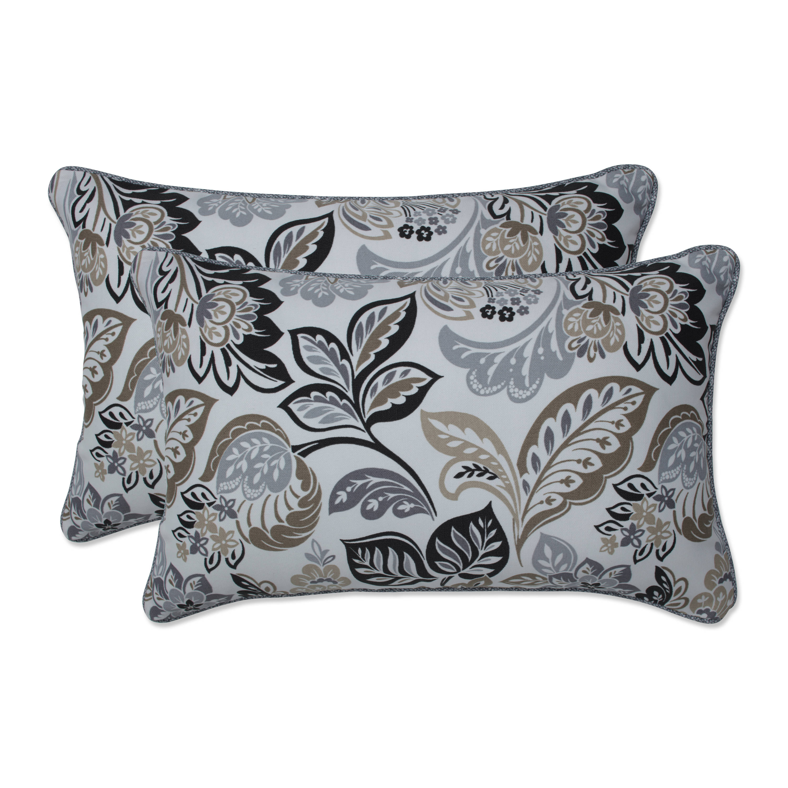 Pillow Perfect Dailey Pewter Rectangular Throw Pillow (Set of 2) 2-Pack ...