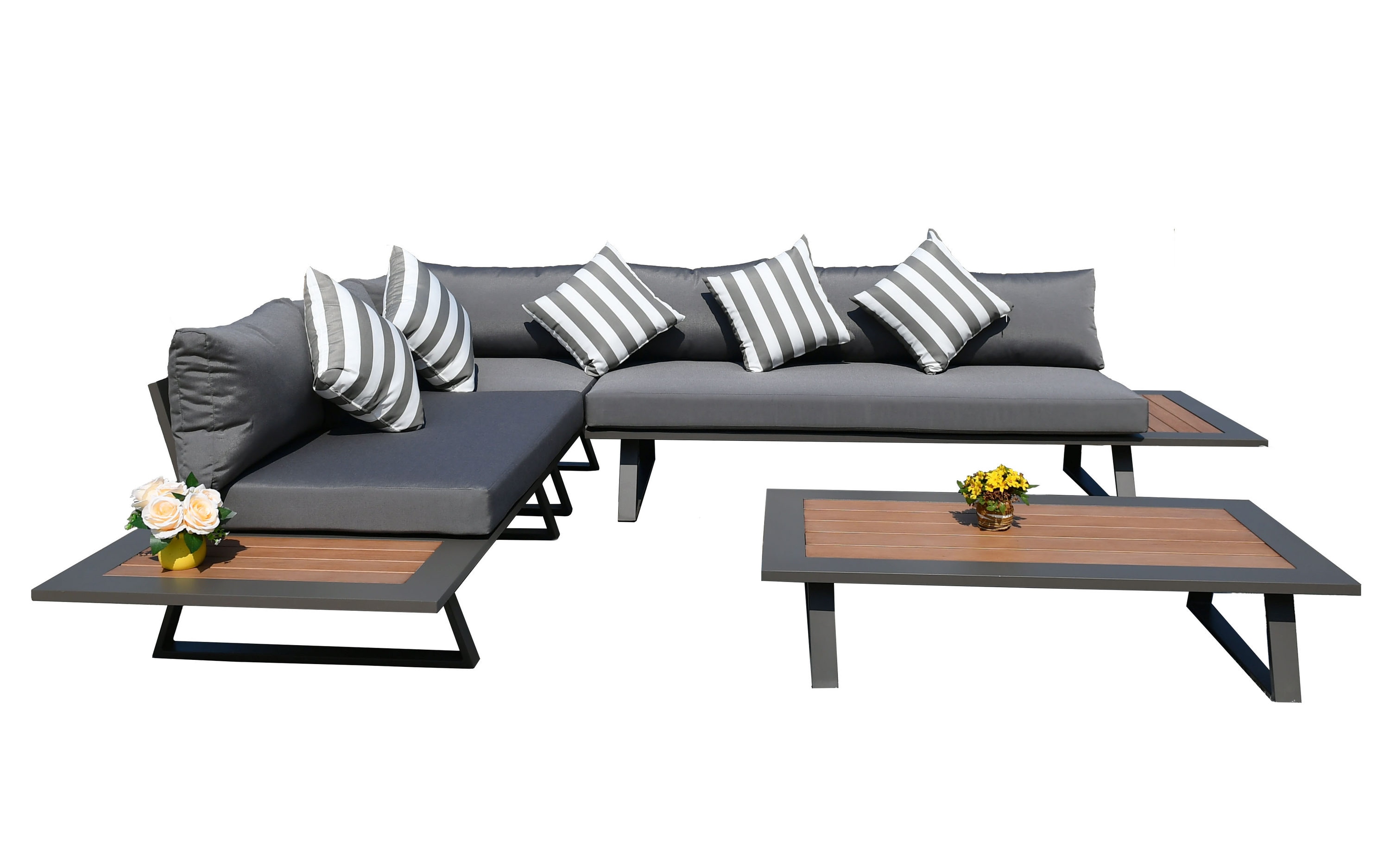 Direct Wicker DWS-1901 Irene 4-Piece 2 Patio Sofa Conversation Set with Gray Cushions