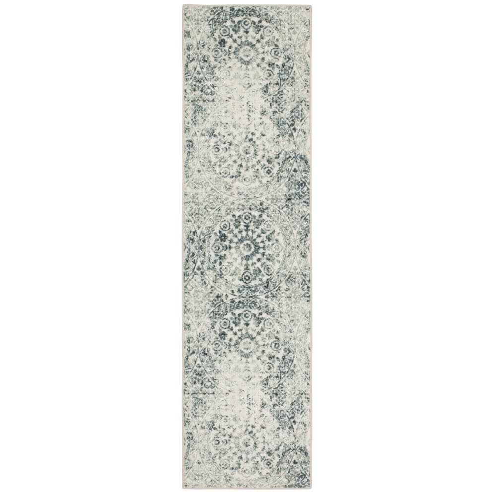 Mohawk Home Z0477 A405 024060 Prismatic 2 x 5 (ft) Tufted Polyester Navy Rectangular Indoor Floral/Botanical Runner rug