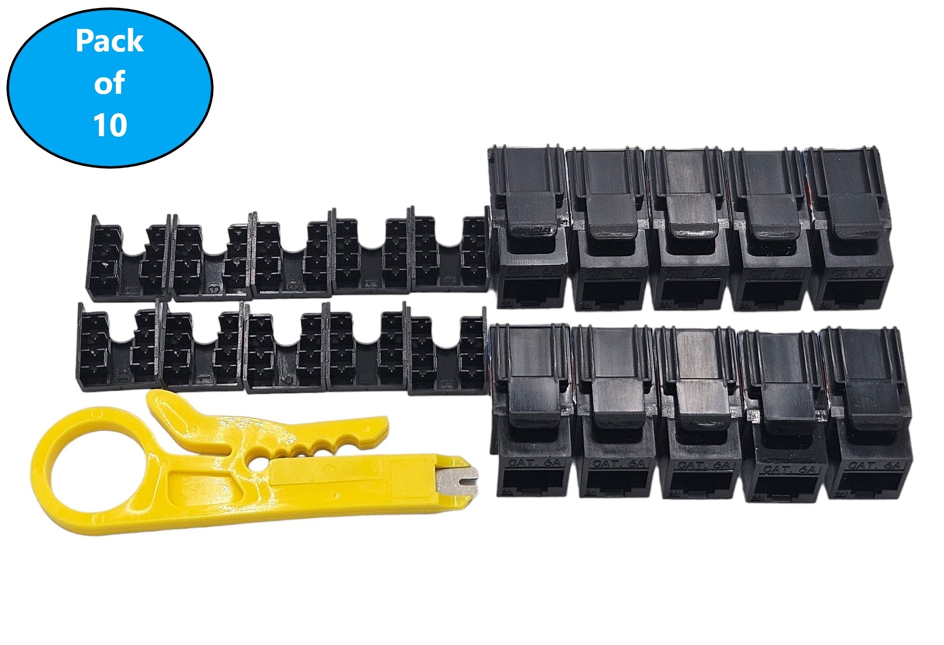 Micro Connectors FRT-860B10-T 10 -Pack Plastic CAT6a Ethernet Wall Jack