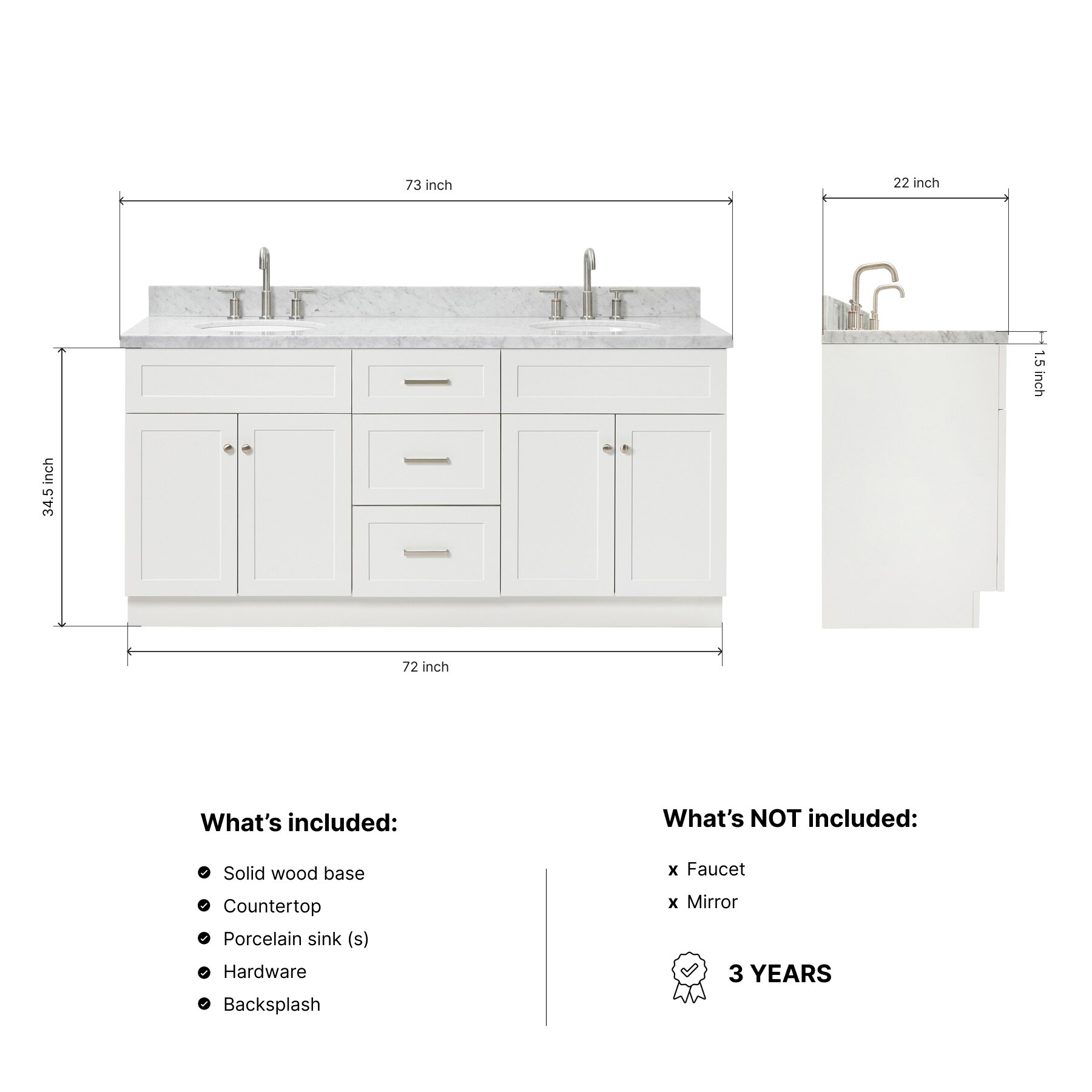 ARIEL F073DCWOVOWHT Bath-Vanity-Combo - View #3