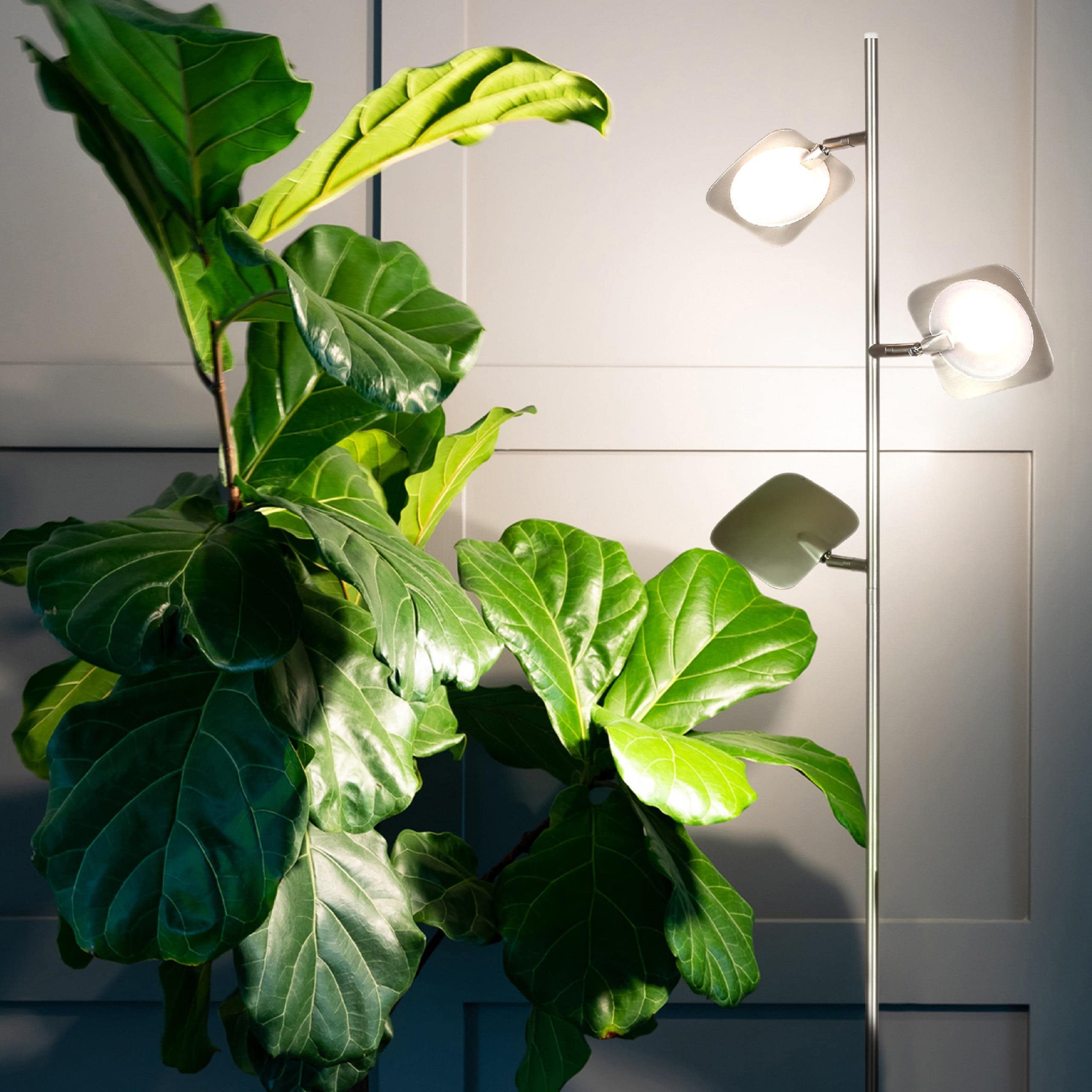 White Adjustable Multi-Head LED Floor Lamp with 3-Way Switch