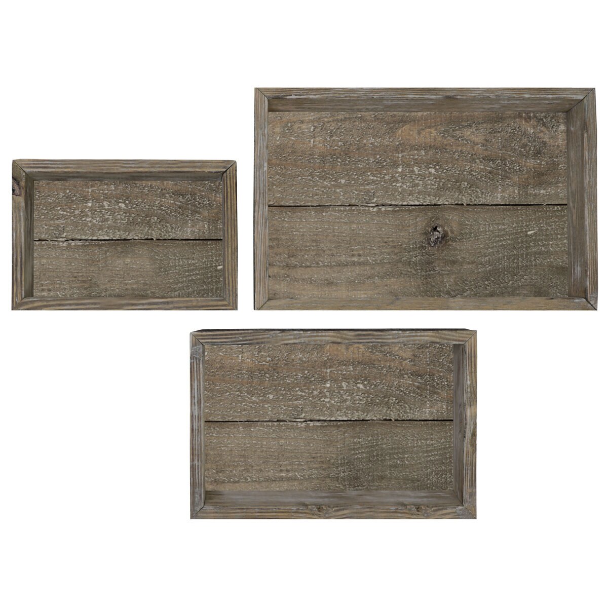 Ekena Millwork Set of 3, Square, Closed Back, Vintage Farmhouse Shadow Box Shelves, Barnwood Decor Collection, Reclaimed Grey