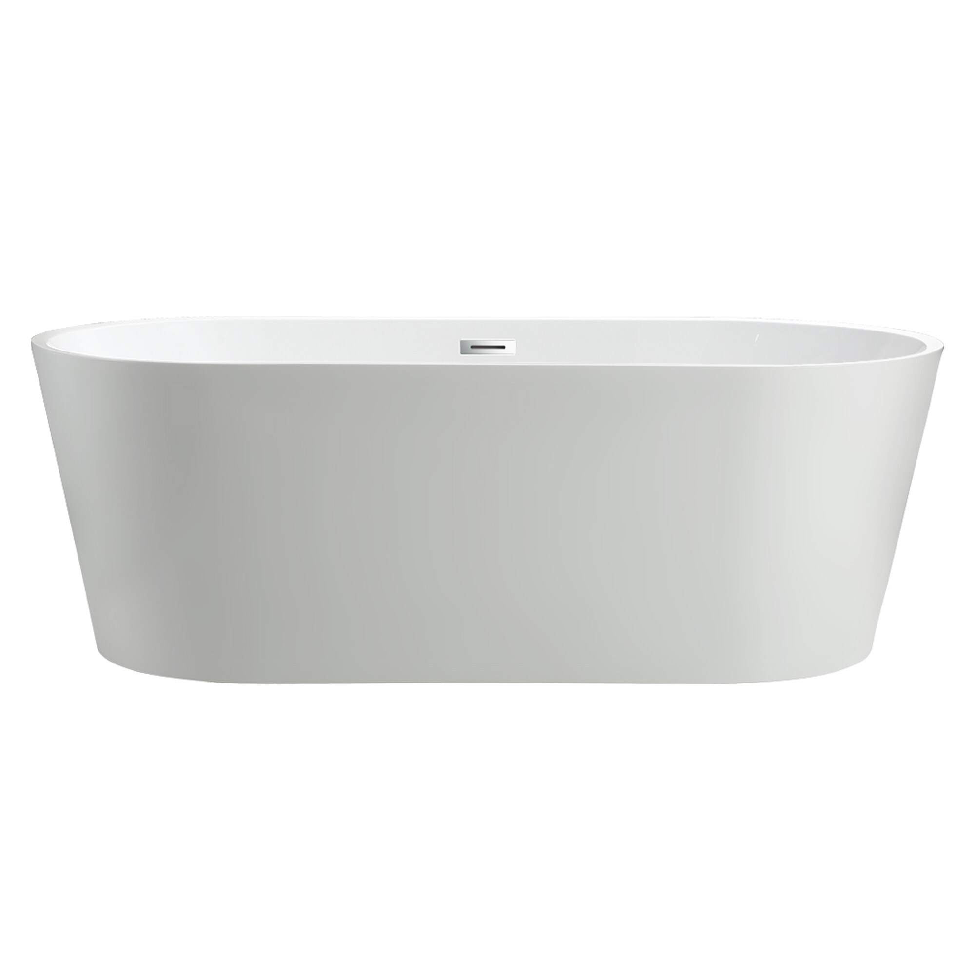 68-Inch White Acrylic Freestanding Soaking Bathtub with Chrome Finish