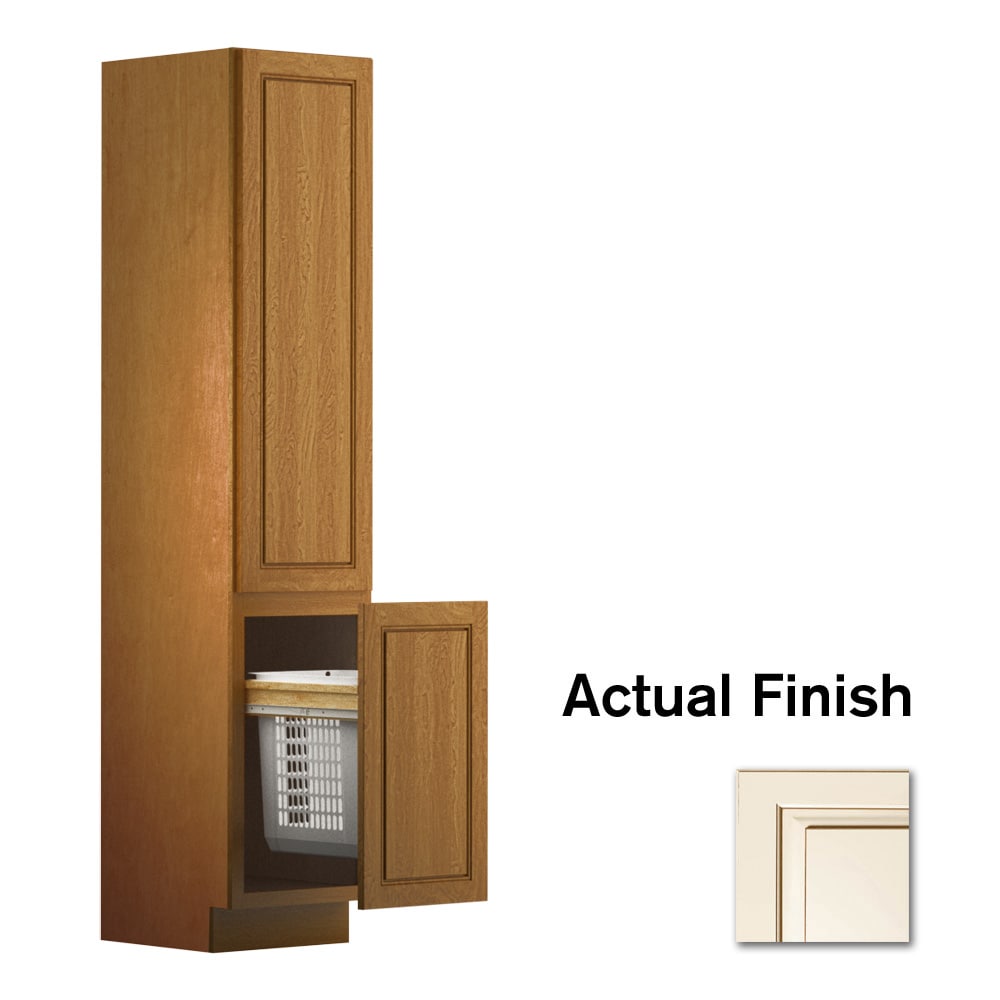 KraftMaid VHLCT182188R.SM5B56 18-in x 88.5-in x 21-in Canvas with Cocoa Glaze Wood Freestanding Linen Cabinet