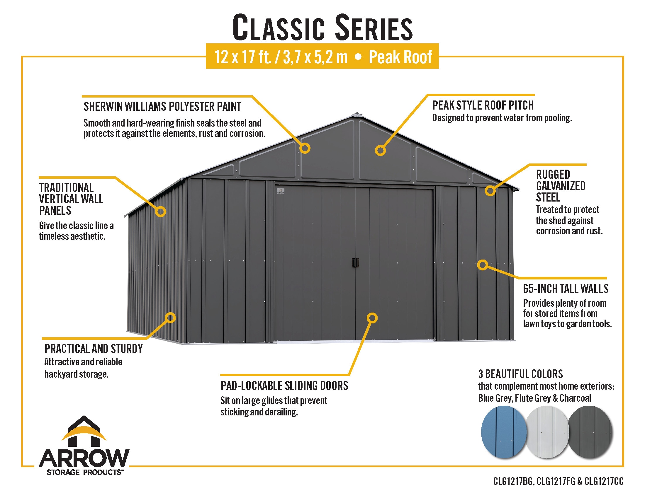 Arrow CLG1217CC Metal-Storage-Buildings-Sheds - View #10