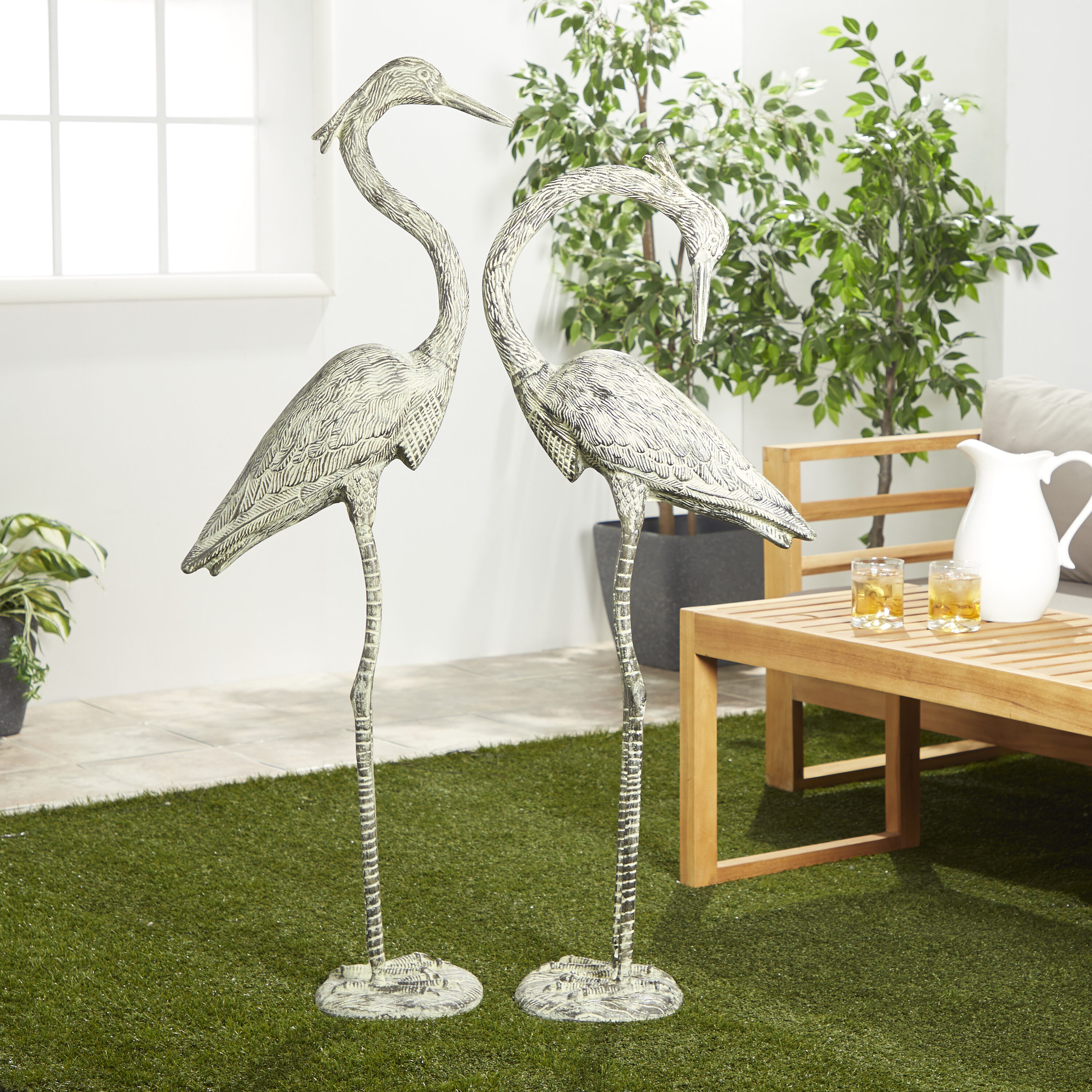 Grayson Lane 54515 52-Inches H x 10-Inches W Yellow Flamingo Garden Statue