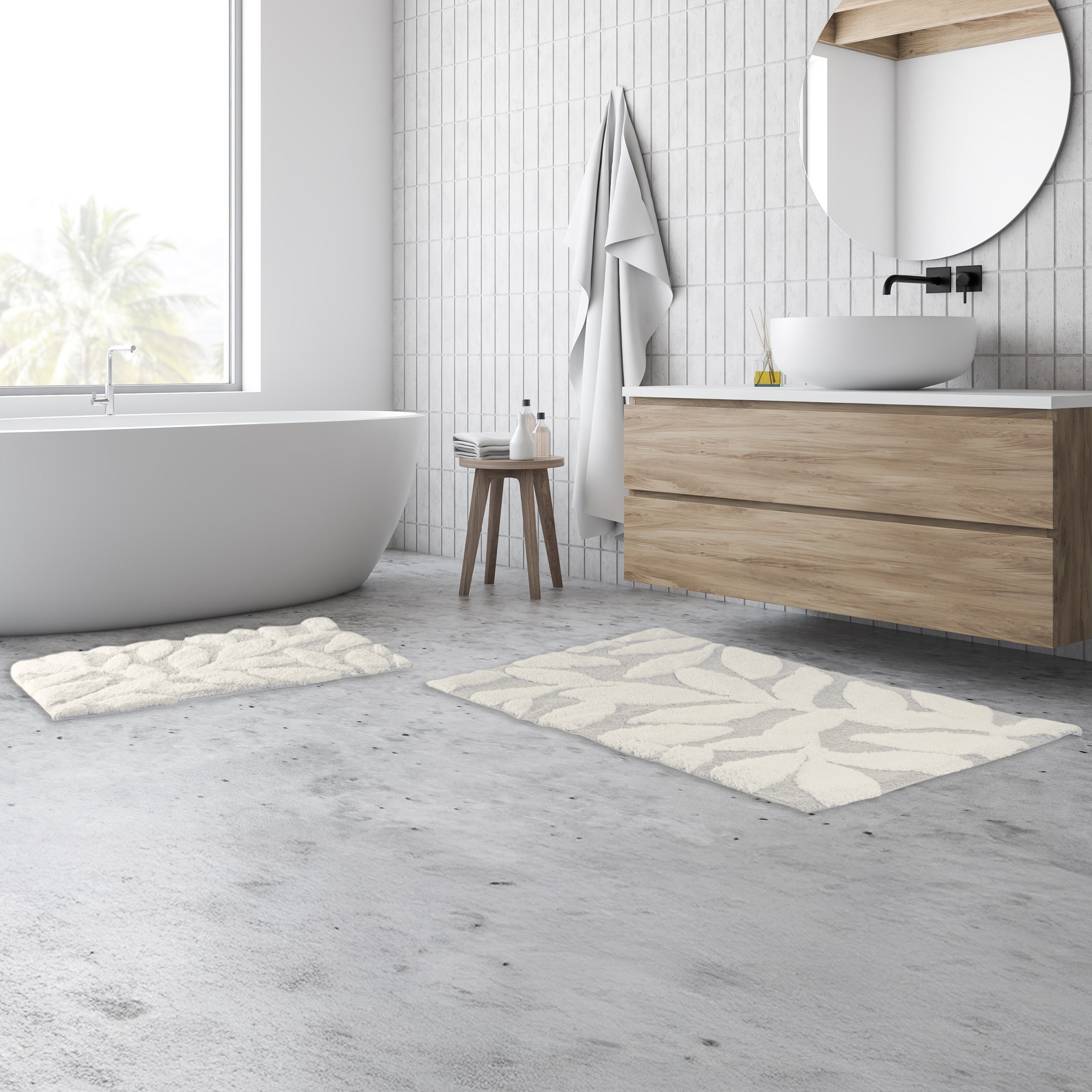 Lavish Home  2 Piece Bathroom Rug Set - 35x22 Inch and 25x18 Inch 100 Percent Cotton Bath Mats (Blue)