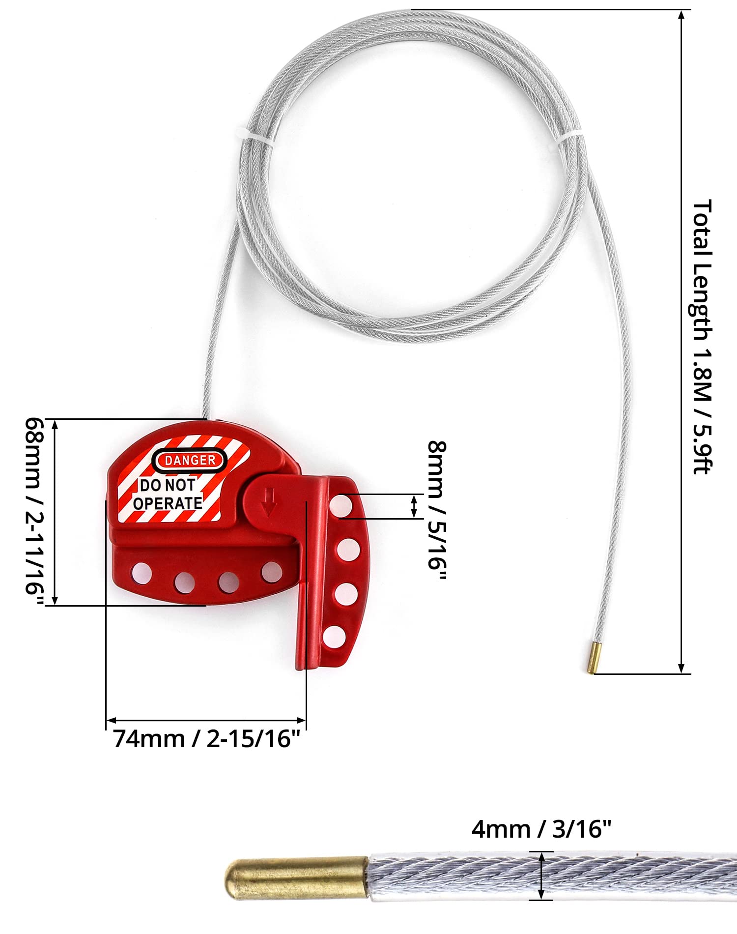 Linder Group Inc Lockout tagout cable lock adjustable steel vinyl ...