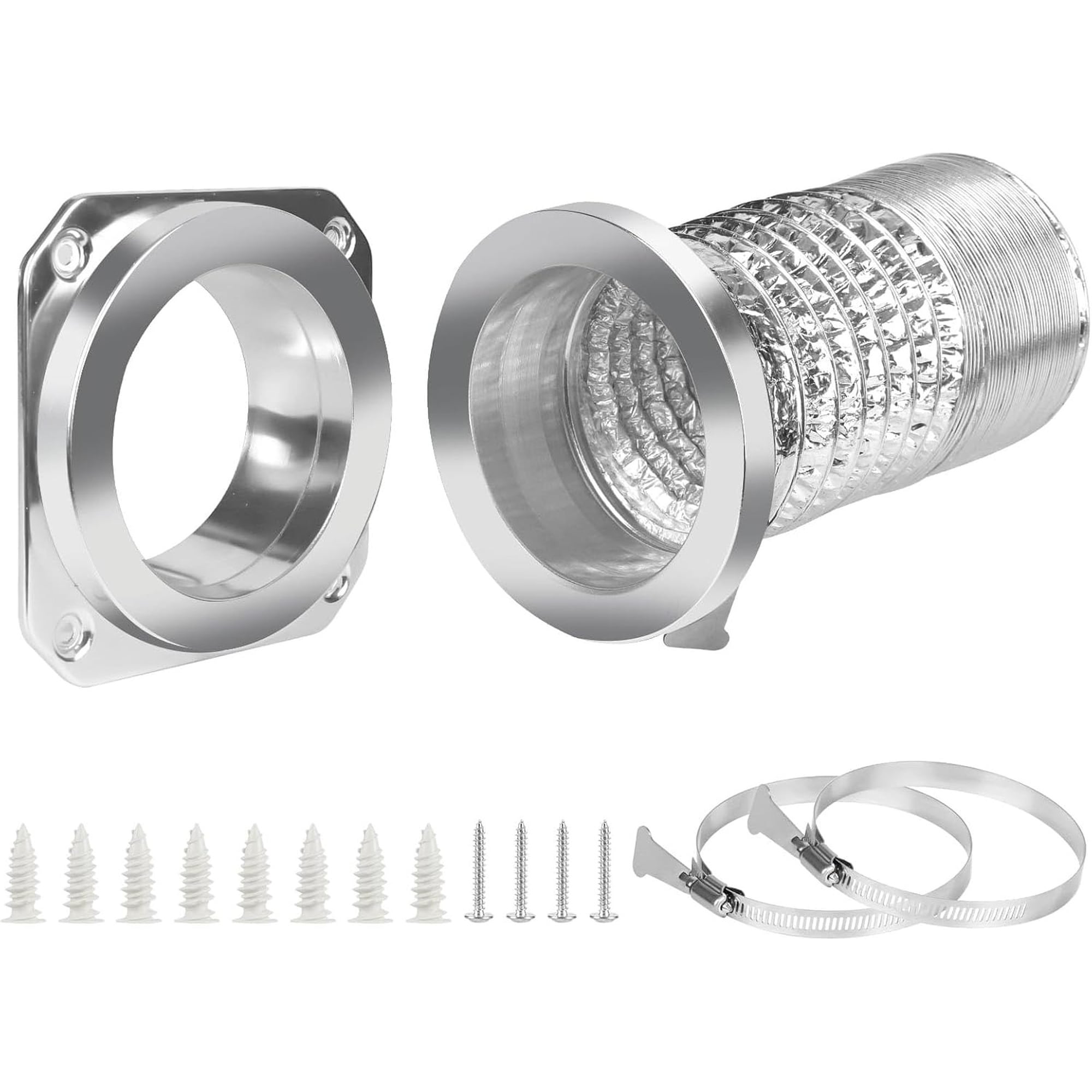 Numhew 6in W 6in H 6in D 3-Piece Magnetic Silver Dryer Vent Coupling Connector Kit #NHBEN45433