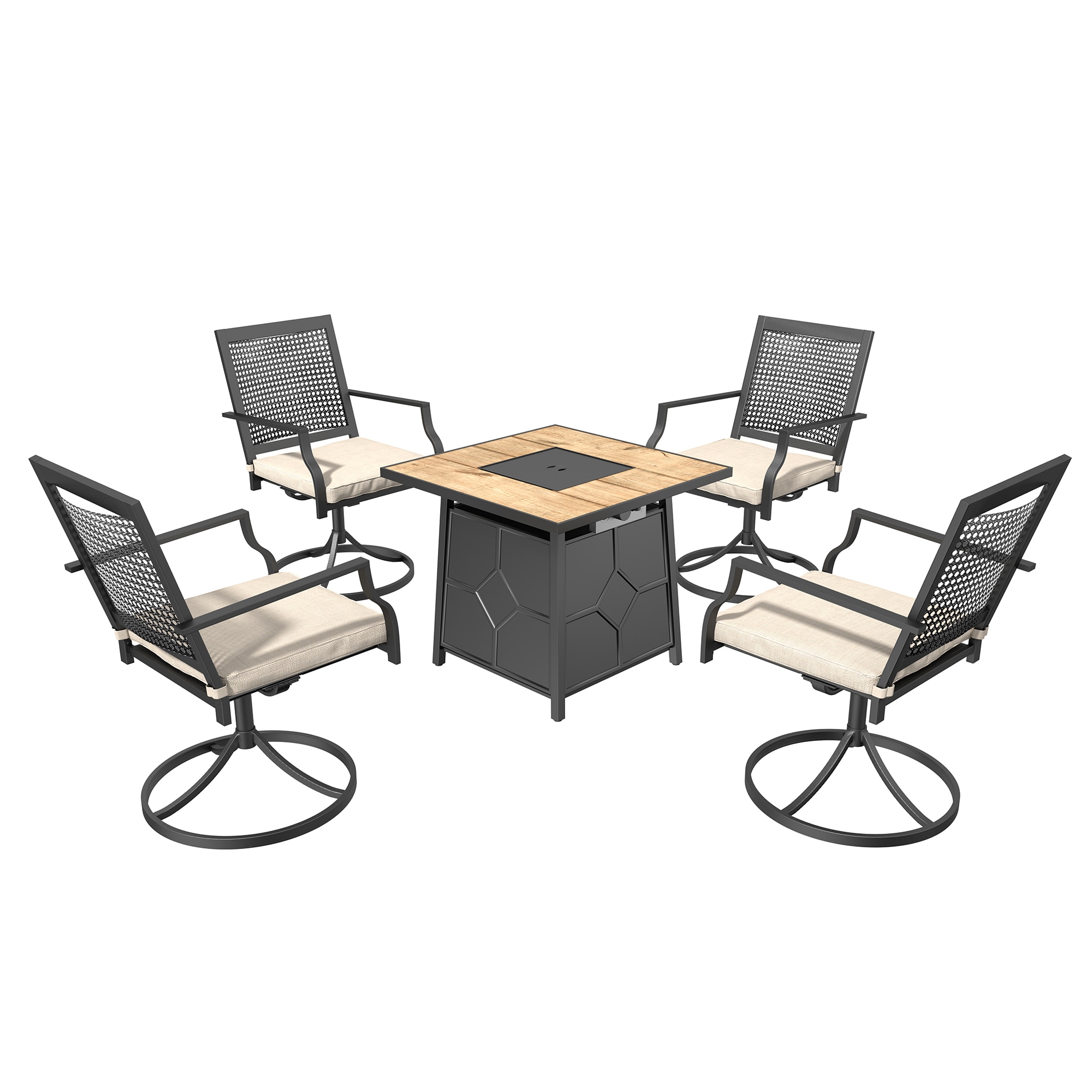 CASAINC CA-2A125 5-Piece Rattan Patio Conversation Set with Off-white Cushions
