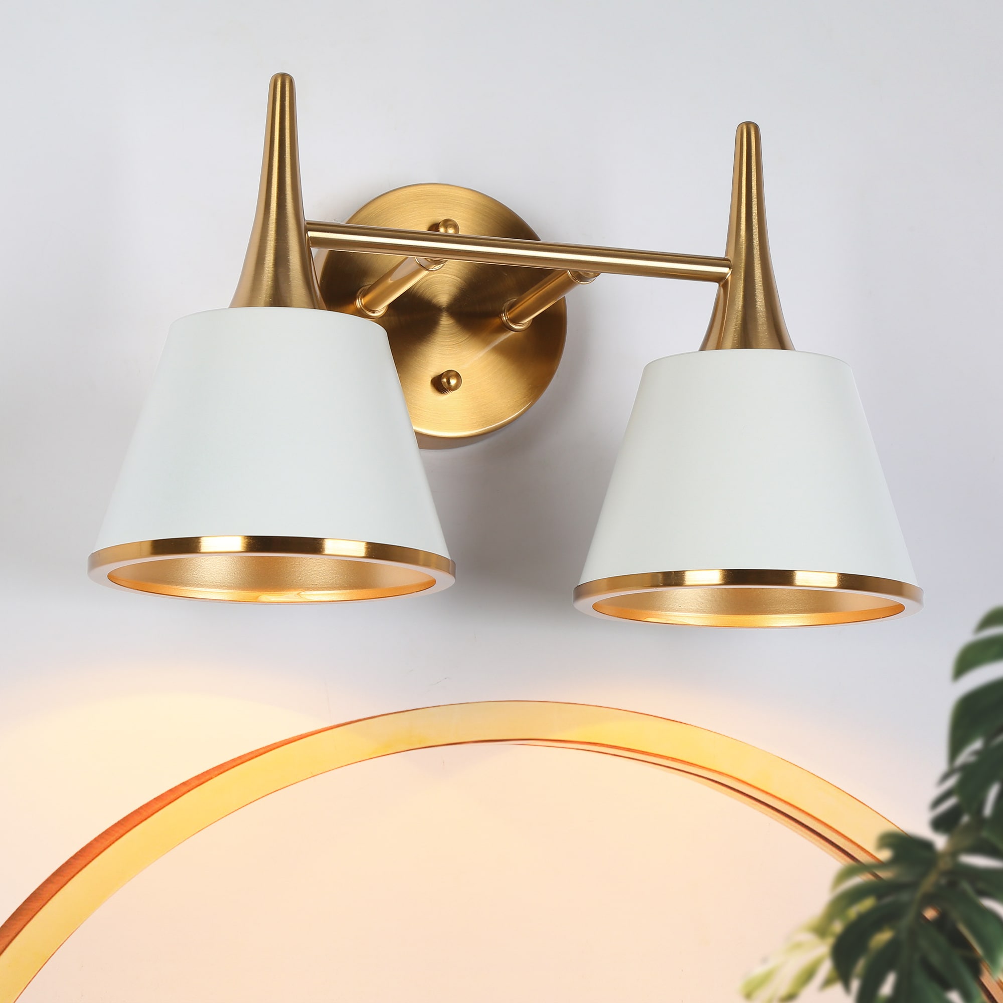 LNC LNMIJJQ76W2C8C Idaikos 14-in 2 -Light Polished Gold Modern/contemporary Vanity light bar