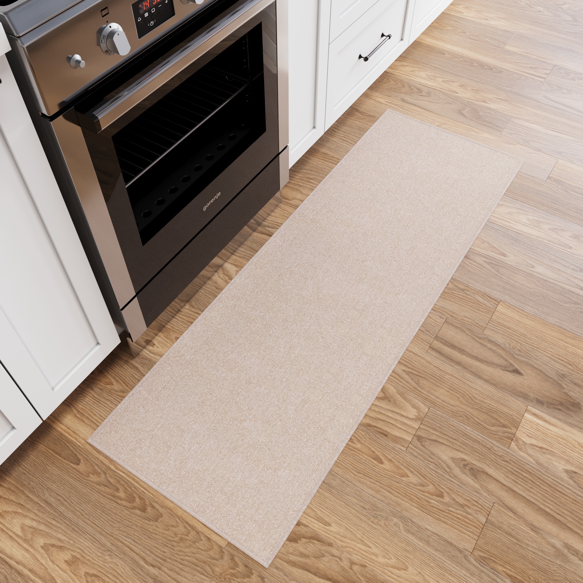 Ottomanson EMY7501-20X59 Non-Slip Hallway Runner 2 x 5 (ft) Loomed Polyester Beige Rectangular Indoor Solid Runner rug