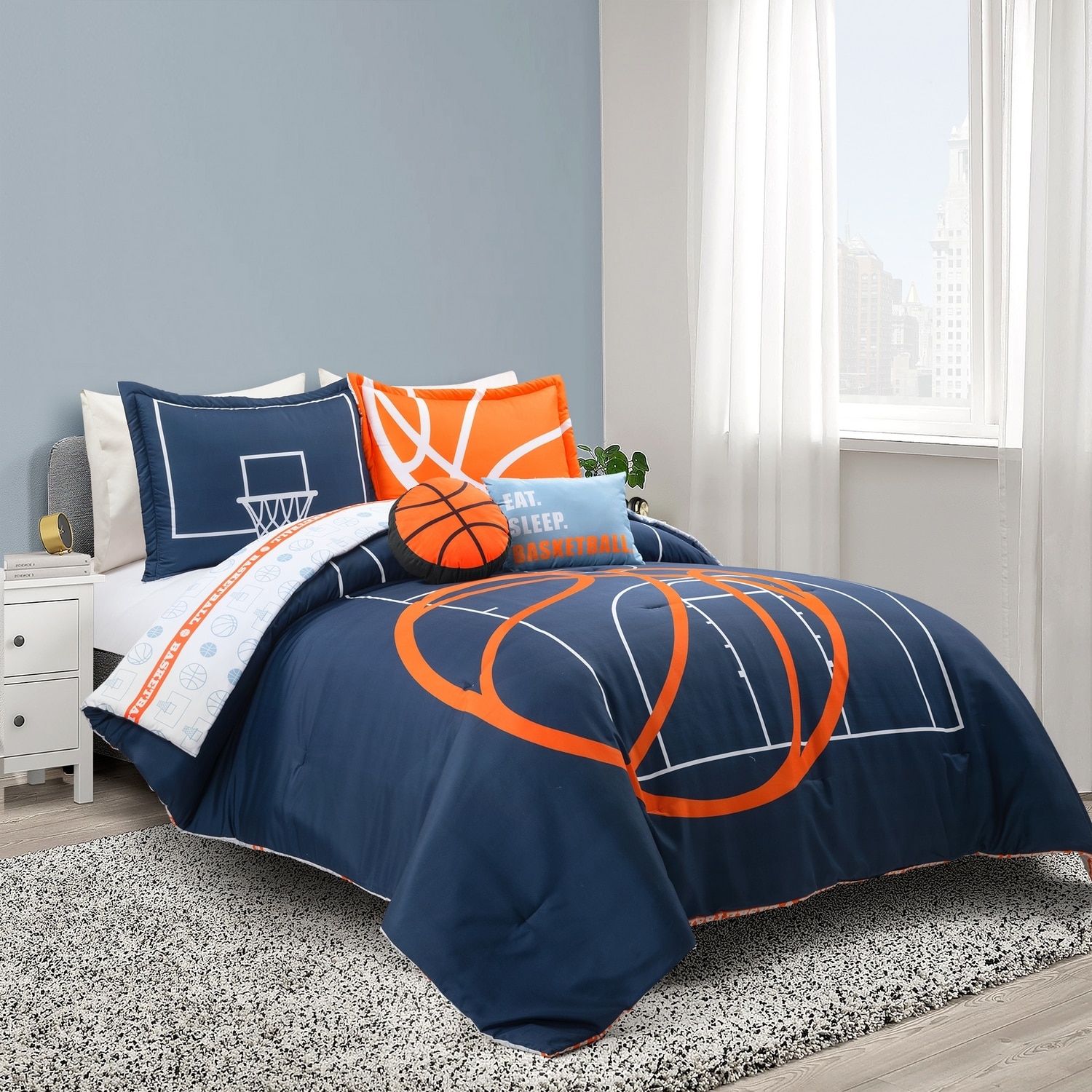 Lush Decor 21T013308 Navy Graphic print Reversible Full/Queen Comforter