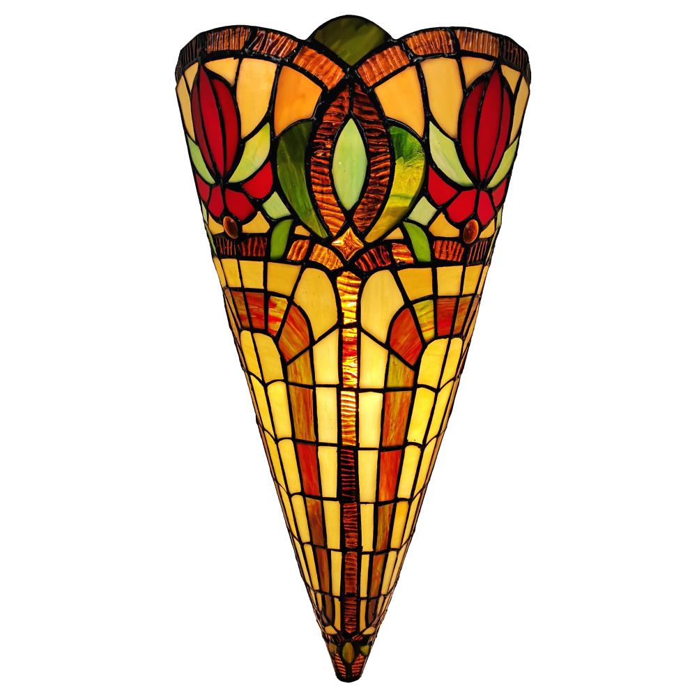 Amora Lighting Tiffany Stained Glass 2-Light Vintage Wall Lamp 20-in ...