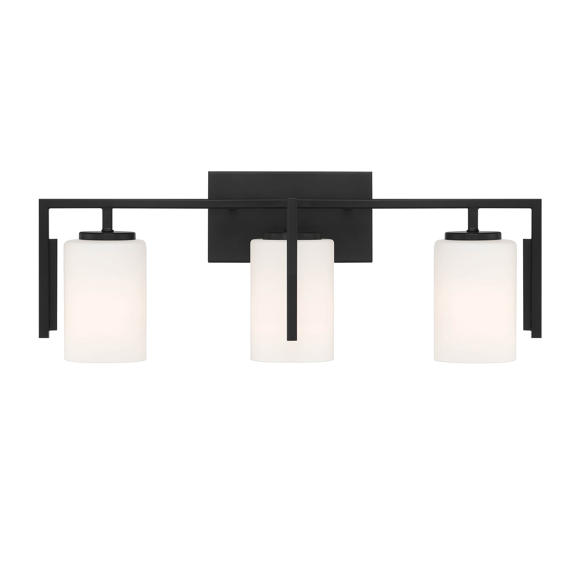 Cambria Modern 24" Matte Black 3-Light Vanity with Etched Opal Shades