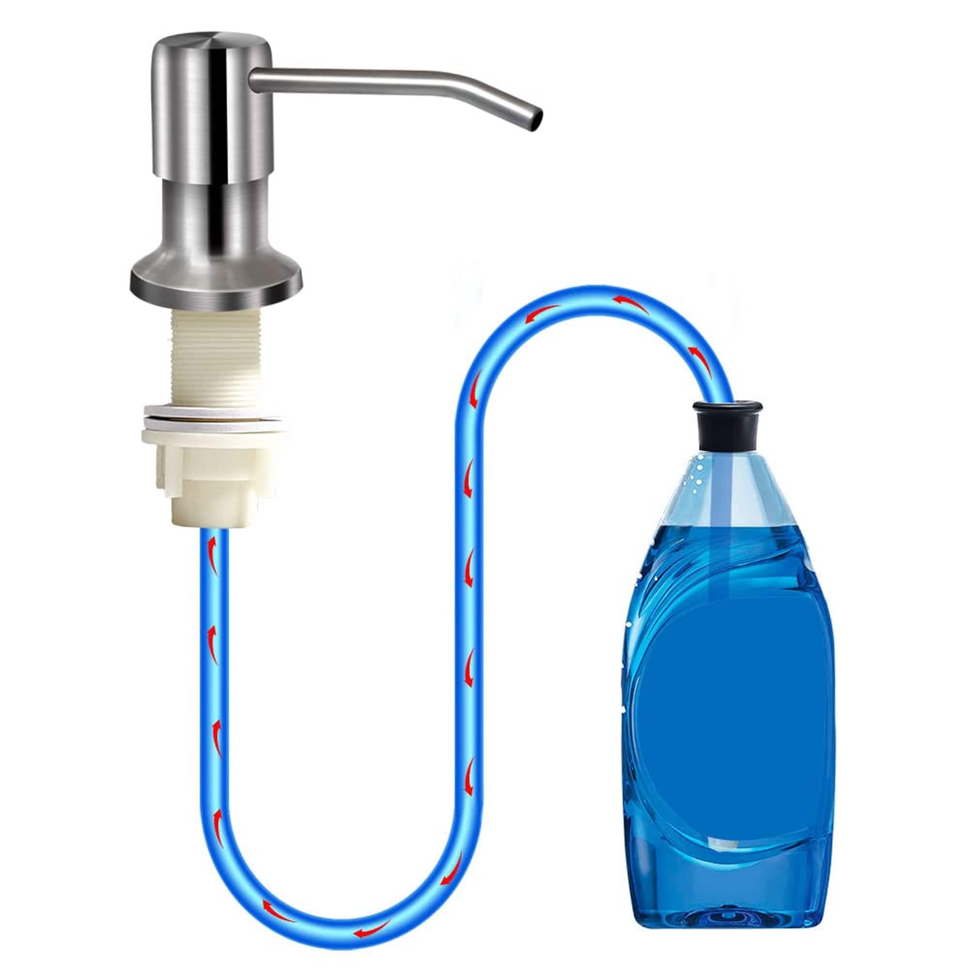 Numhew Kitchen Sink Soap Dispenser Brushed Nickel Stainless Steel with 47-in Tube