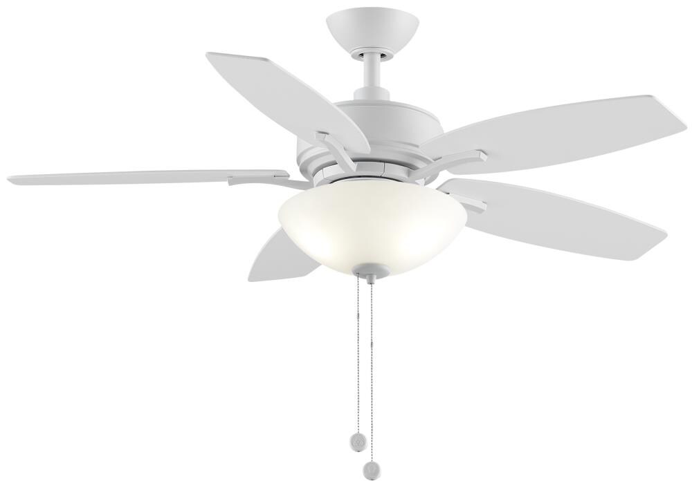 Fanimation FP6245BMW Aire Deluxe 44-in Matte White Indoor Smart Ceiling Fan with Light (5-Blade)