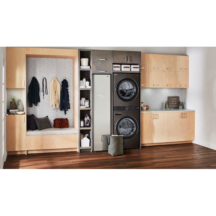 Shop LG Washtower with Center Control Single Unit Washer Dryer & Styler  Steam Care system Black Steel Mirror at