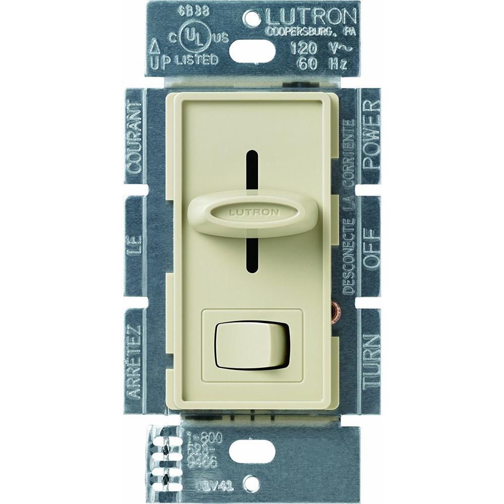 Lutron S-10P-IV Skylark Incandescent Single-pole Slide Light dimmer switch Ivory