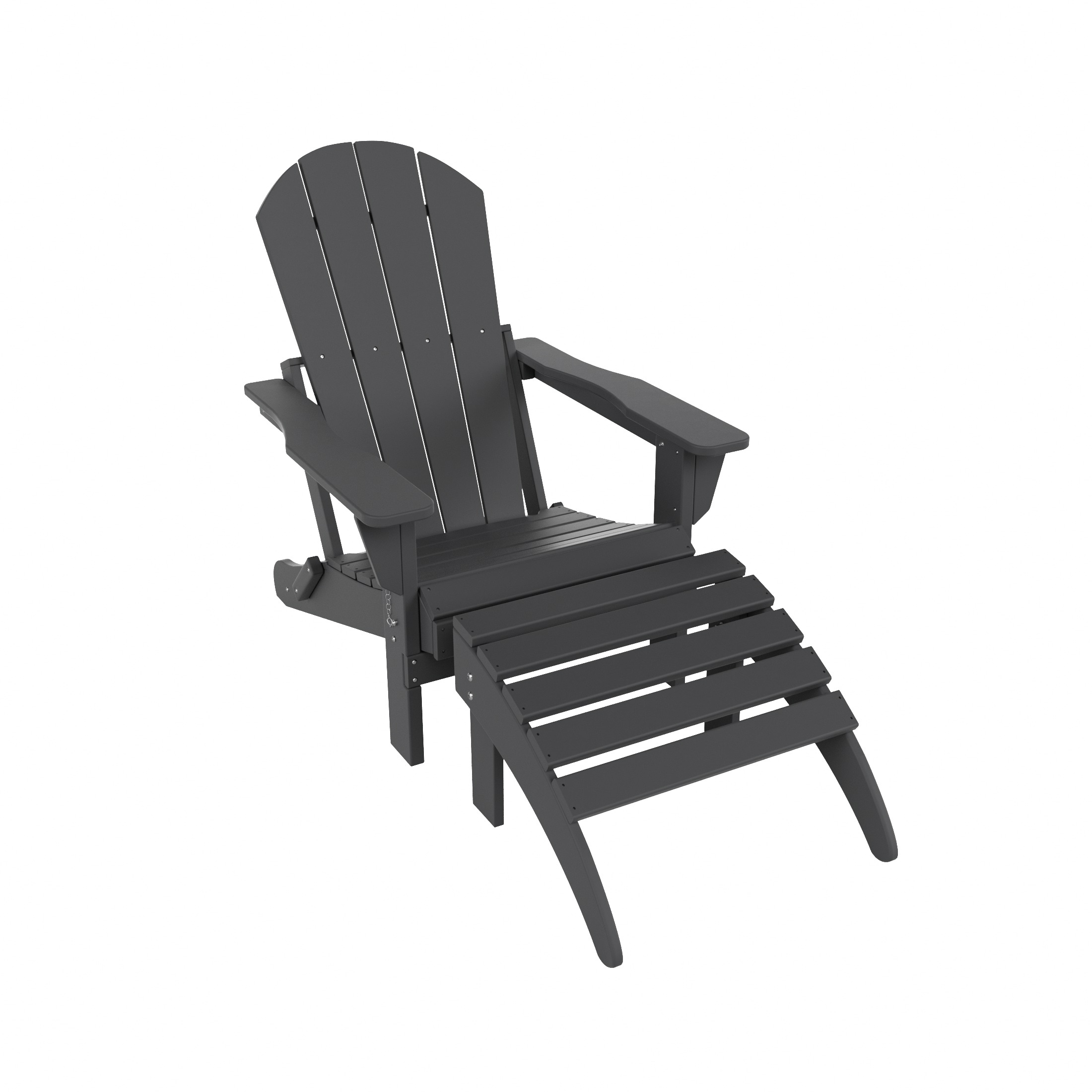 Westin Furniture 2001ADOT-GY Laguna Gray HDPE Frame Stationary Adirondack Chair with Slat Seat
