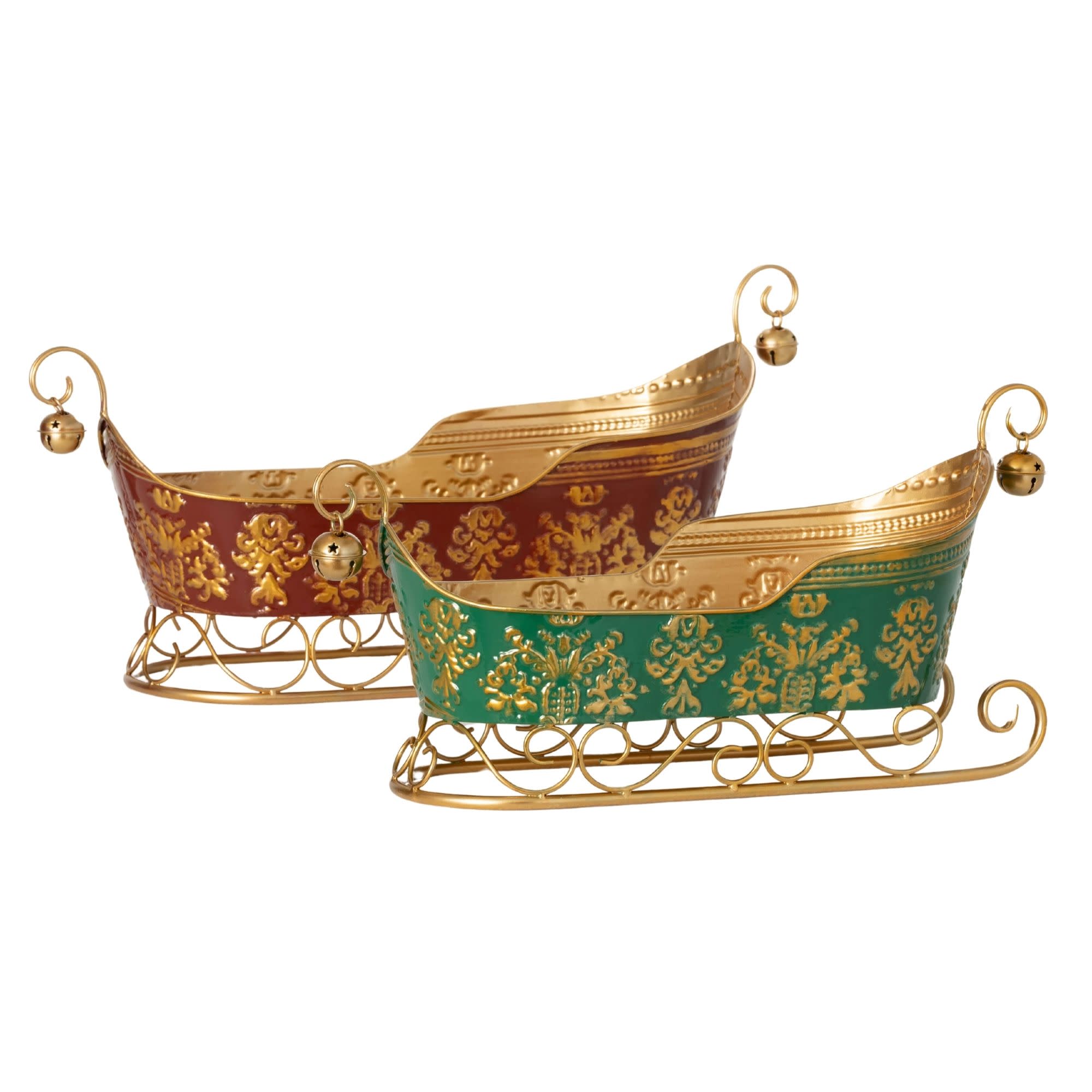 Sullivans MET2357 11.25-Inches Tabletop Decoration Sleigh 2 -Pack Christmas Decor