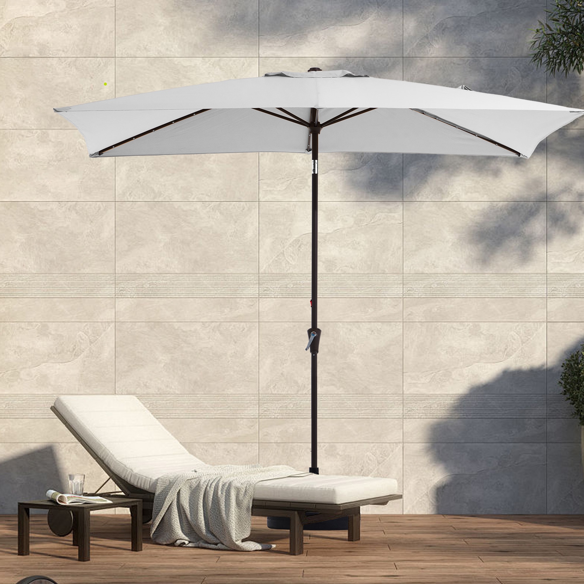 JEAREY CBZZS-10-KQL 10-ft Iron Light gray Push-button Tilt Market Patio Umbrella