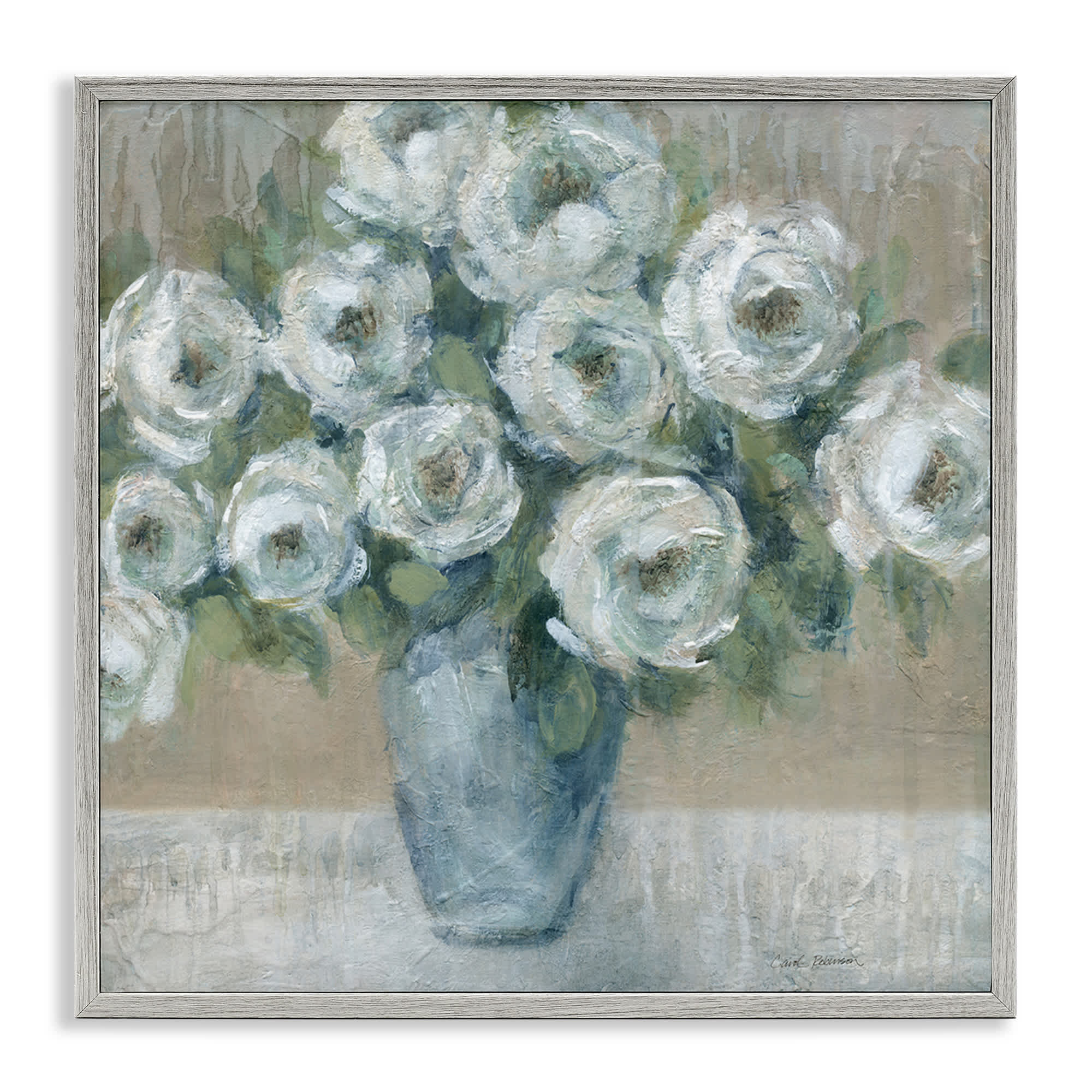 Stupell Industries BS-259-GFF-24X24 Round Painted Roses Gray Framed Giclee Art By Carol Robinson 24 x 24
