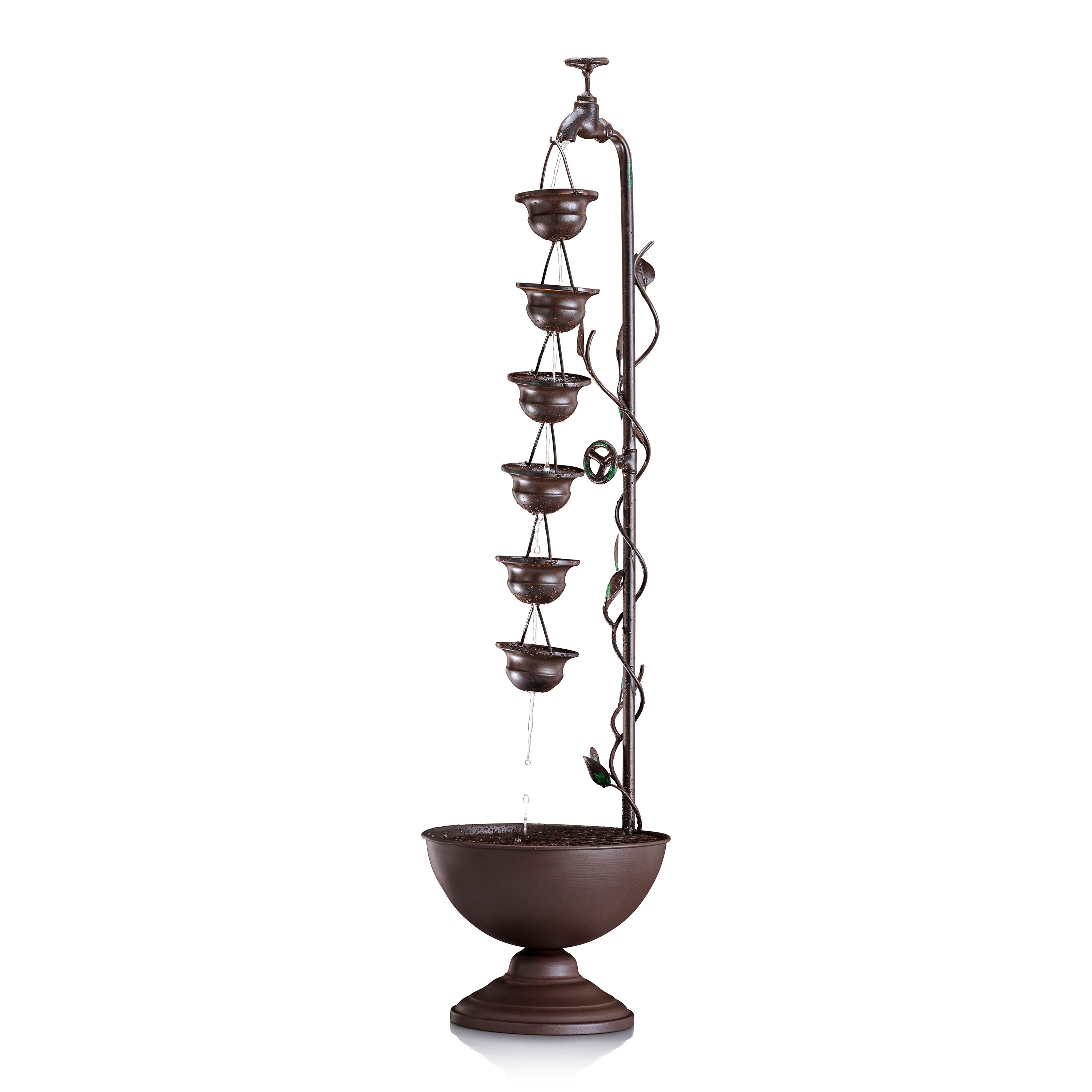 Alpine 6 Hanging Cup Tier Layered Outdoor Floor Fountain