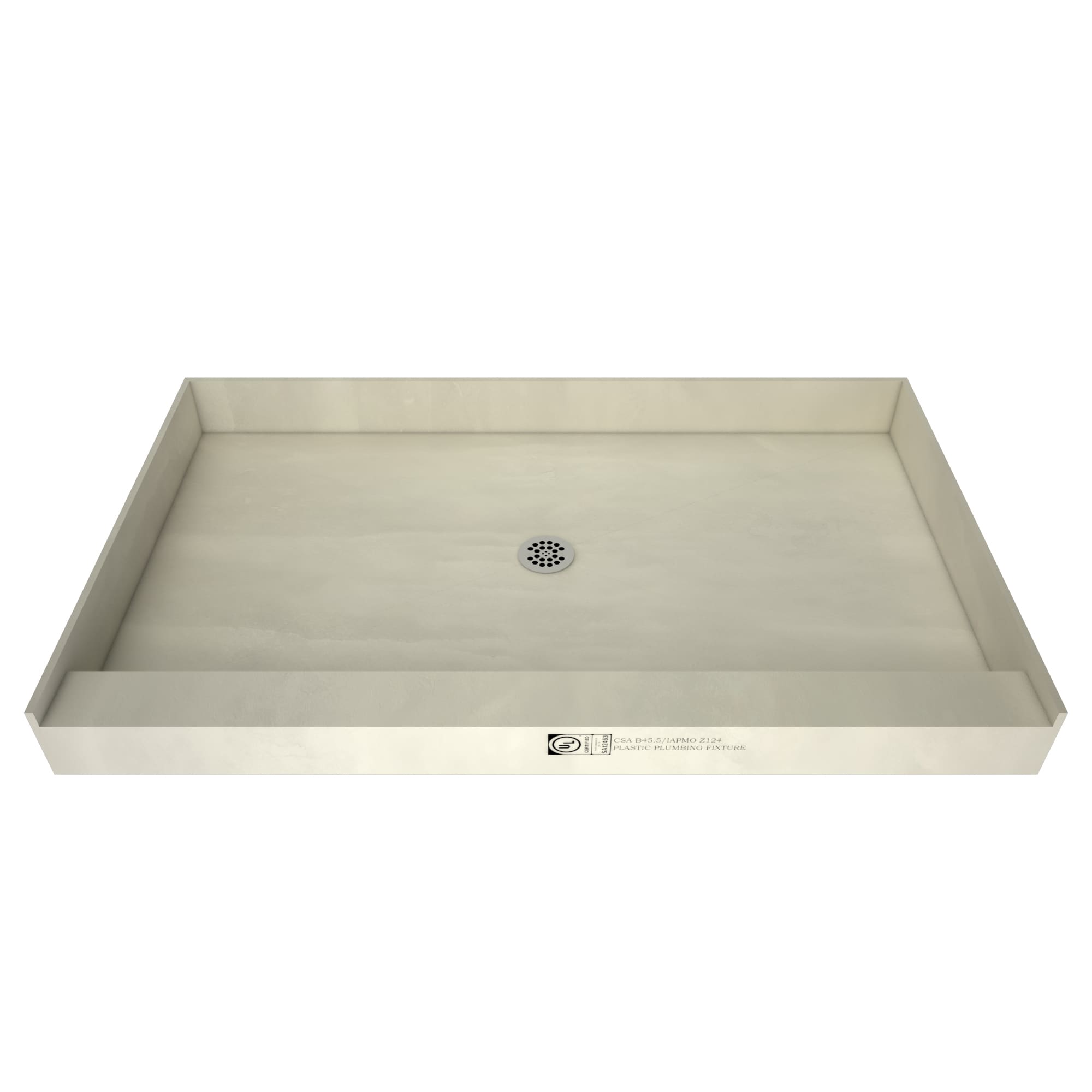 Polished Chrome 36" x 48" Rectangular Shower Base with Integrated Seat