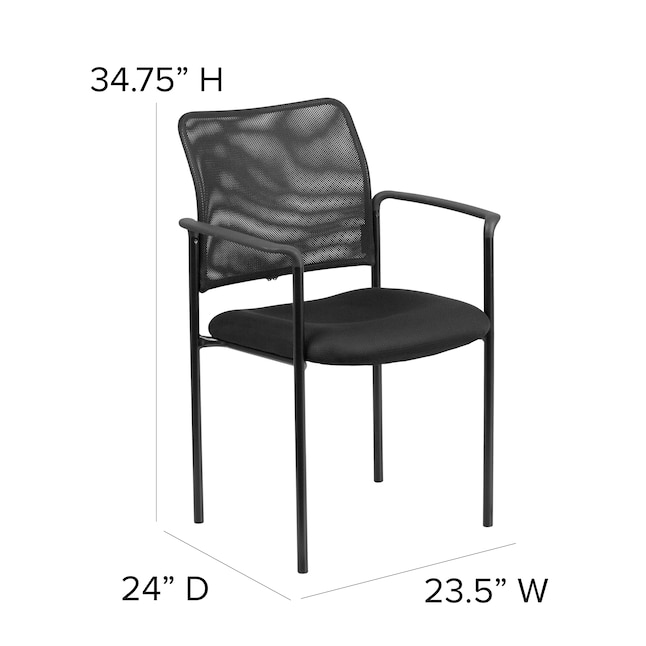 Flash Furniture Comfort Black Mesh Stackable Steel Side Chair with Arms ...