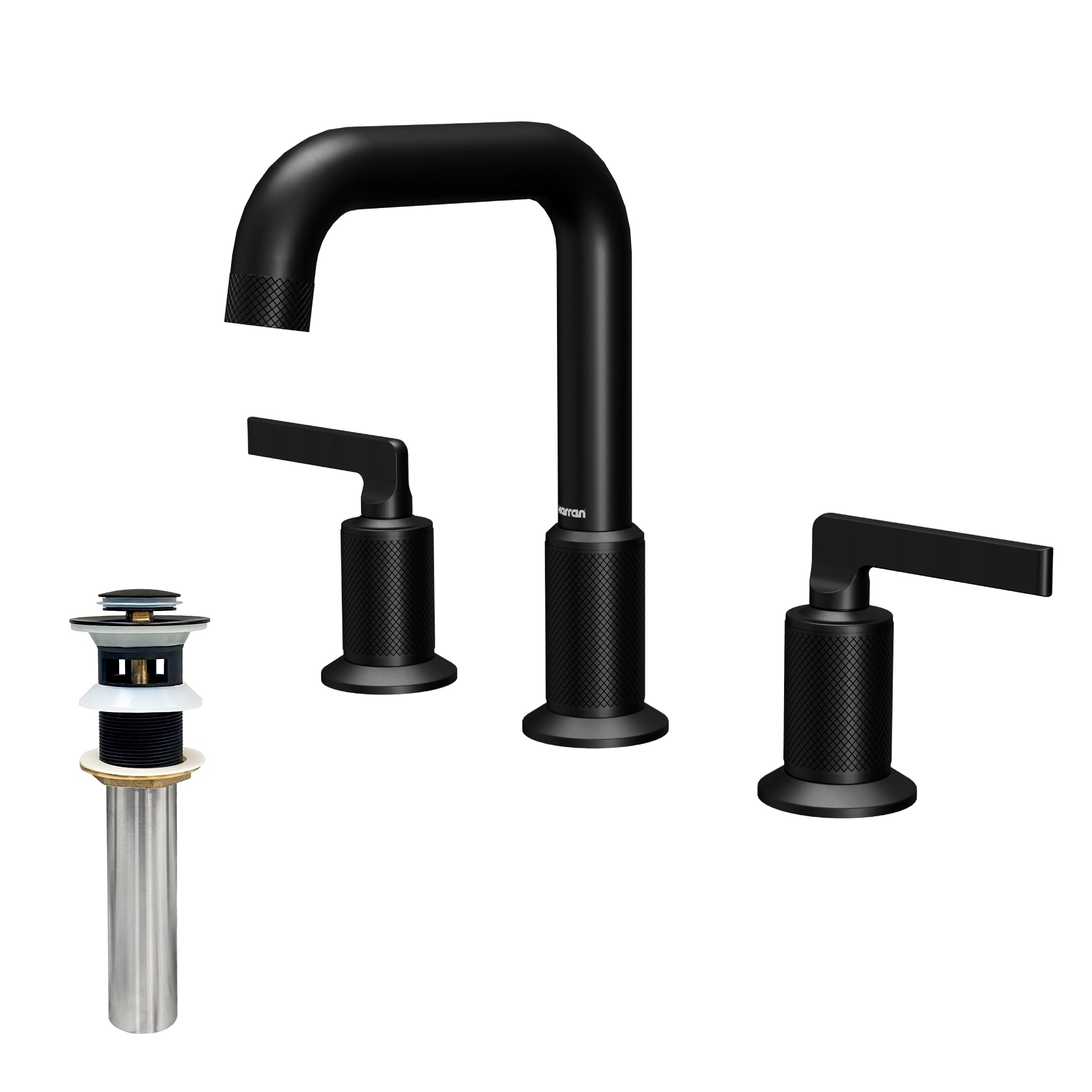 Karran Gillingham Matte Black Widespread 2-handle Low-arc Residential Handle Bathroom Sink Faucet with Drain