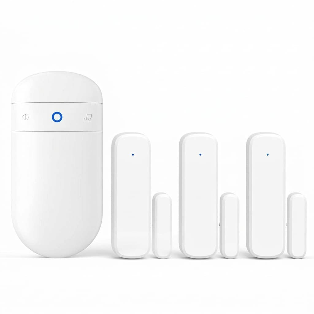 AOIZGMY  Wireless Door Chime Entry Alert Sensor Alarm 52 Chimes Adjustable Volume 500ft Range LED Indicators for Home Office Store Easy Install