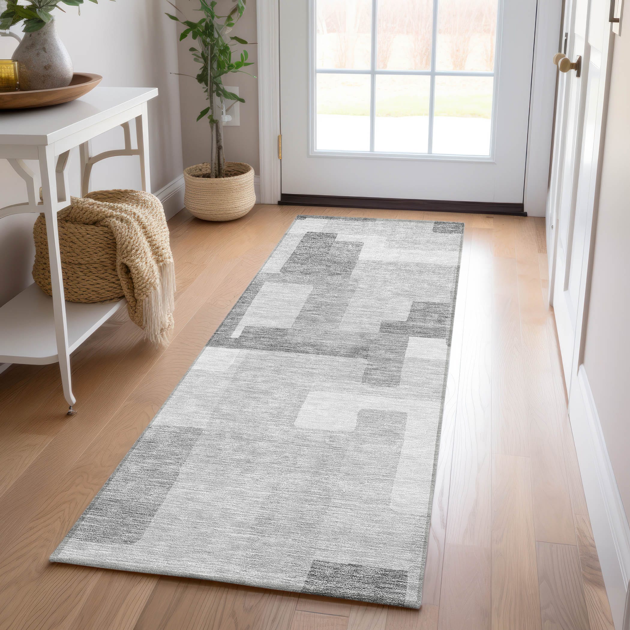 Addison Rugs ACN740SV2X8 Chantille ACN740SV 2 x 7 (ft) Polyester Silver Rectangular Indoor/Outdoor Geometric Machine washable Area rug