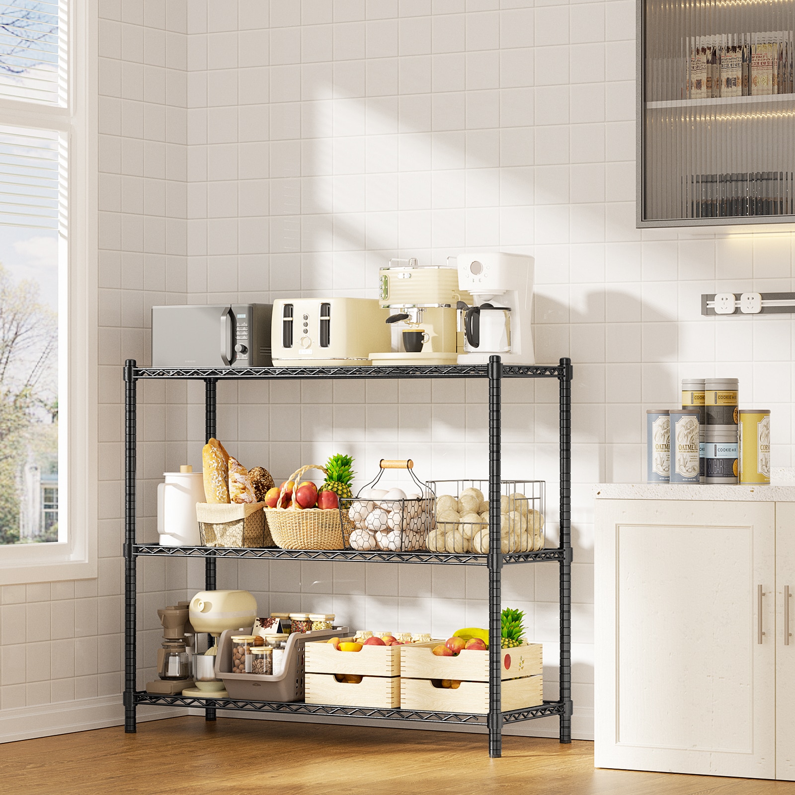 LOVMOR 3-Tier 45 in W x 45 in H x 20 in D Height Adjustable Garage Wire Shelving Unit