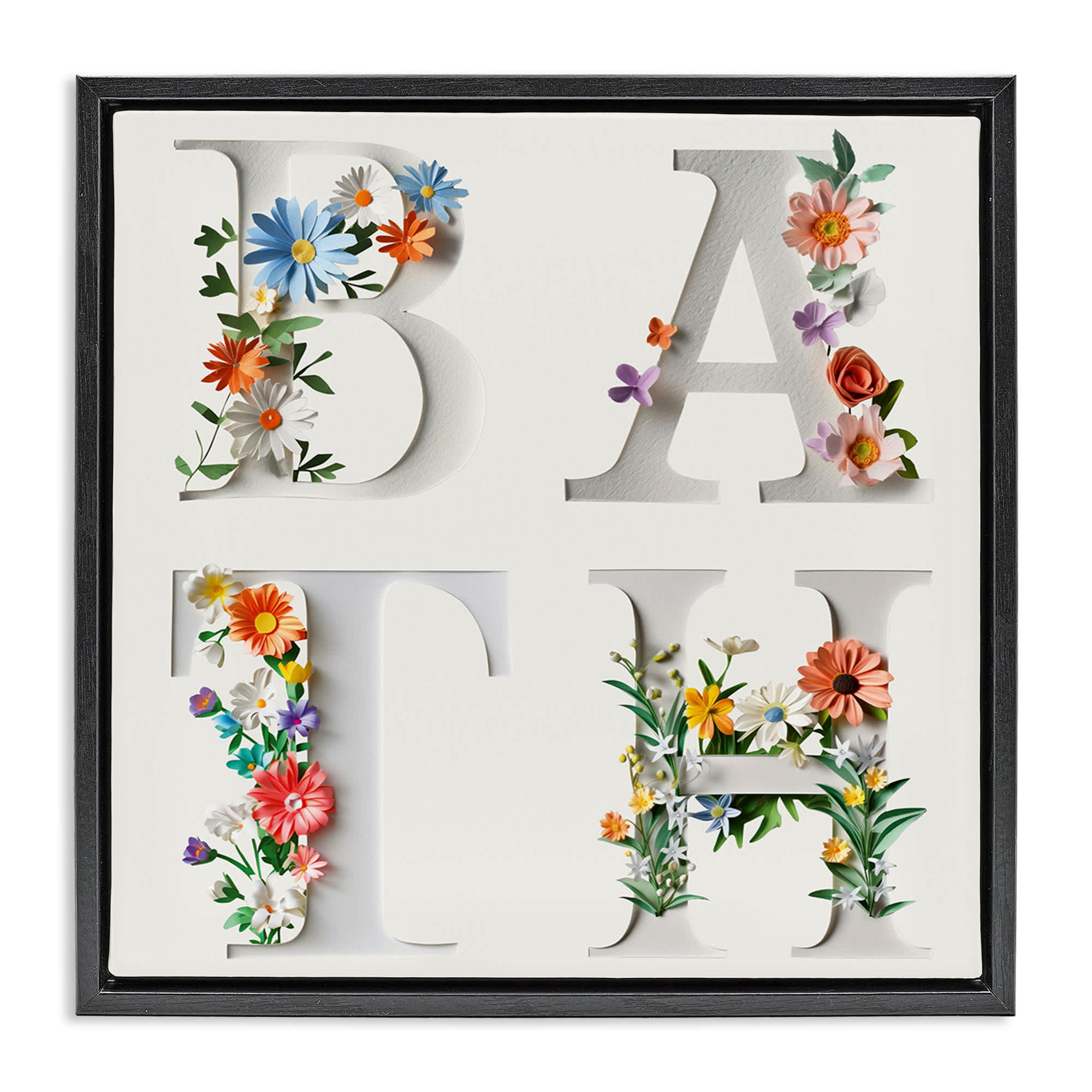 Stupell Industries BT-969-FFB-24X24 Floral Bath Typography Floating Frame design by Susan Arnot