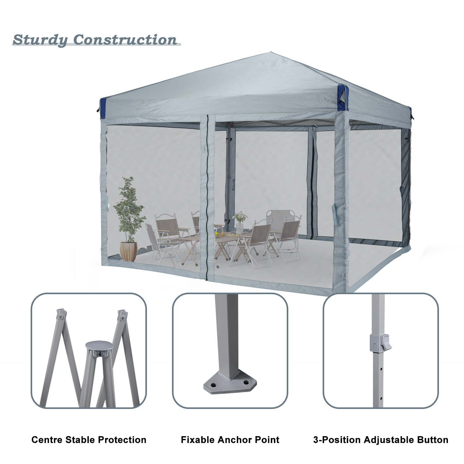 Aoodor 11.81-Feet x 11.81-Feet Rectangle Gray Pop-up canopy