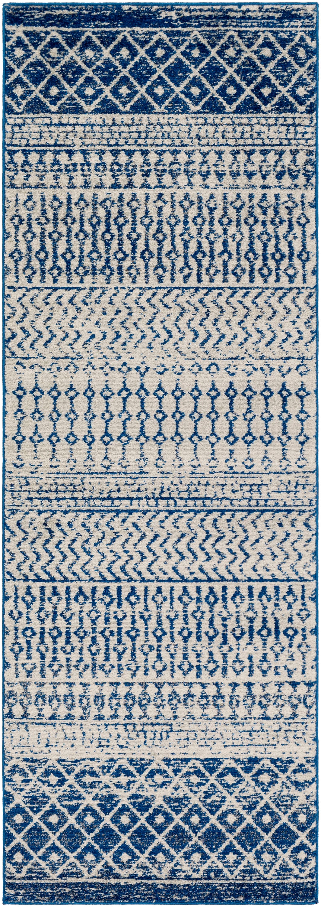 Livabliss ELZ2345-2776 Elaziz 3 x 8 (ft) Polypropylene Dark Blue Rectangular Indoor Geometric Global Area rug