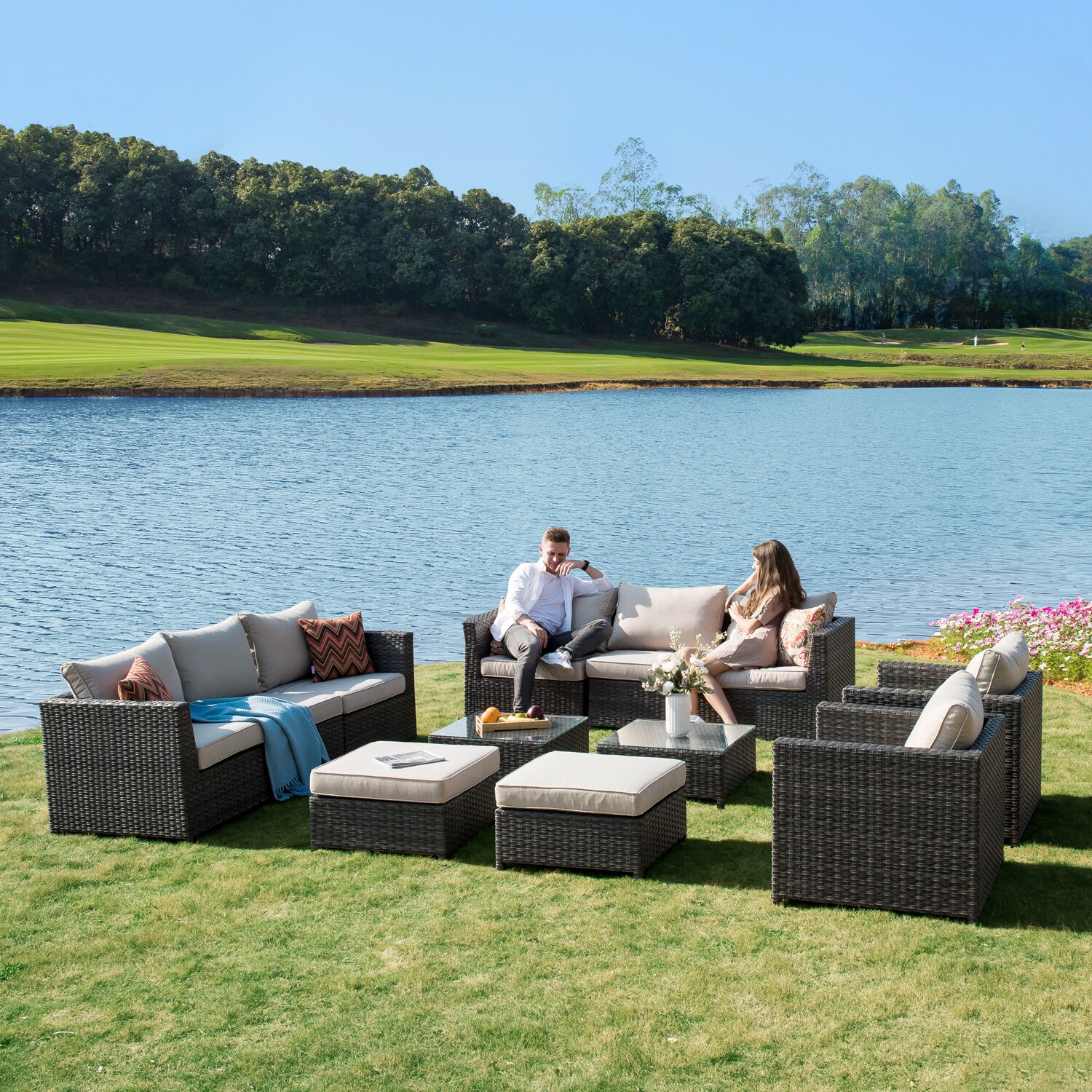 Ovios New King 12-piece Rattan 2 Patio Sofa Conversation Set With Off 