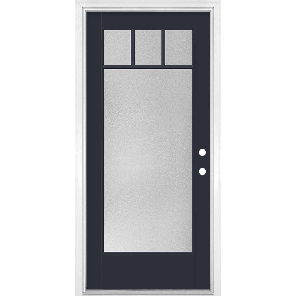 Masonite 1524607 36-in x 80-in x 4-9/16-in Fiberglass Full lite Right-hand inswing Eclipse Painted Prehung Front Door with Brickmould Insulating core
