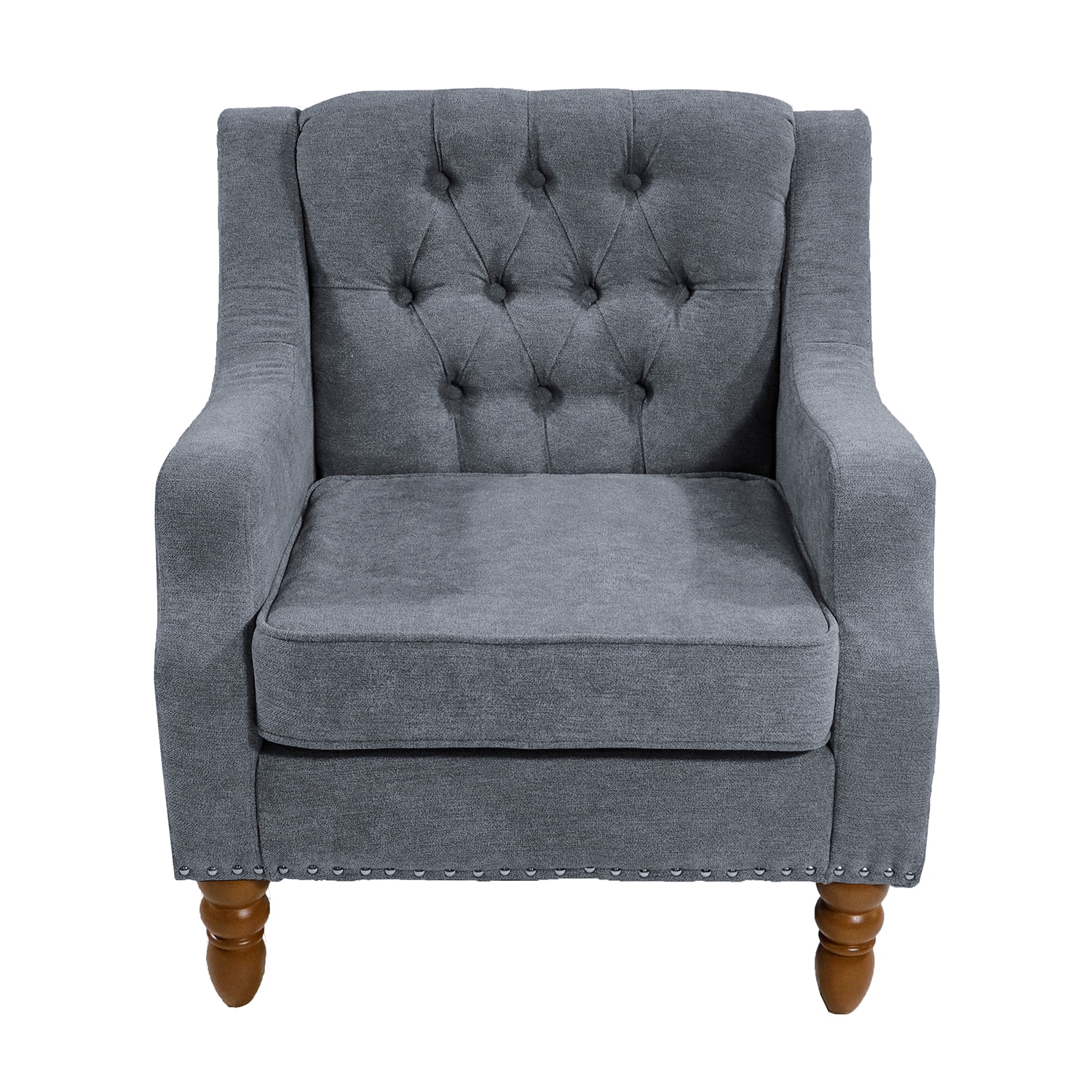 Bybafun YA6100100 Antique Gray Linen Accent Chair