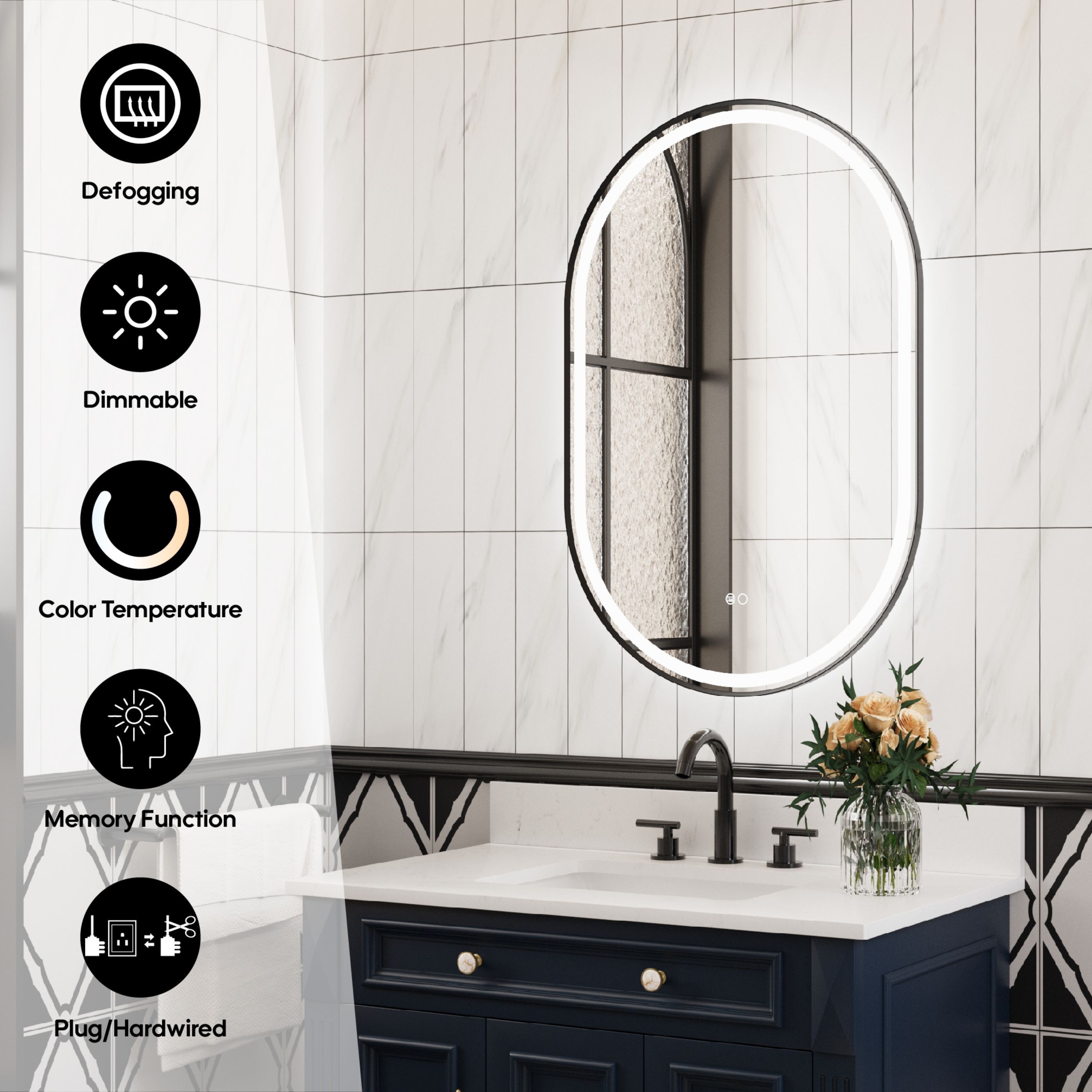 WELLFOR W16EP2436MB Framed-Bath-Mirrors - View #4