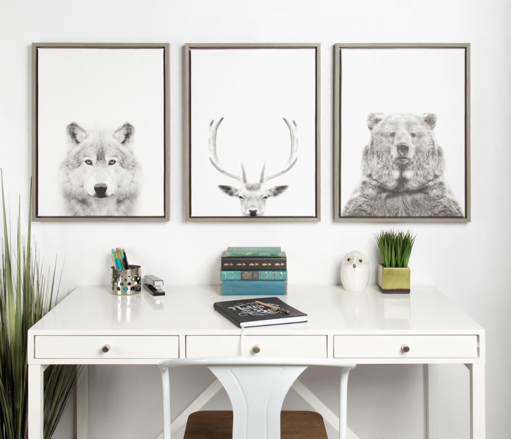 Kate and Laurel Gray Framed 24-in H x 18-in W Animals Print on Canvas in  the Wall Art department at