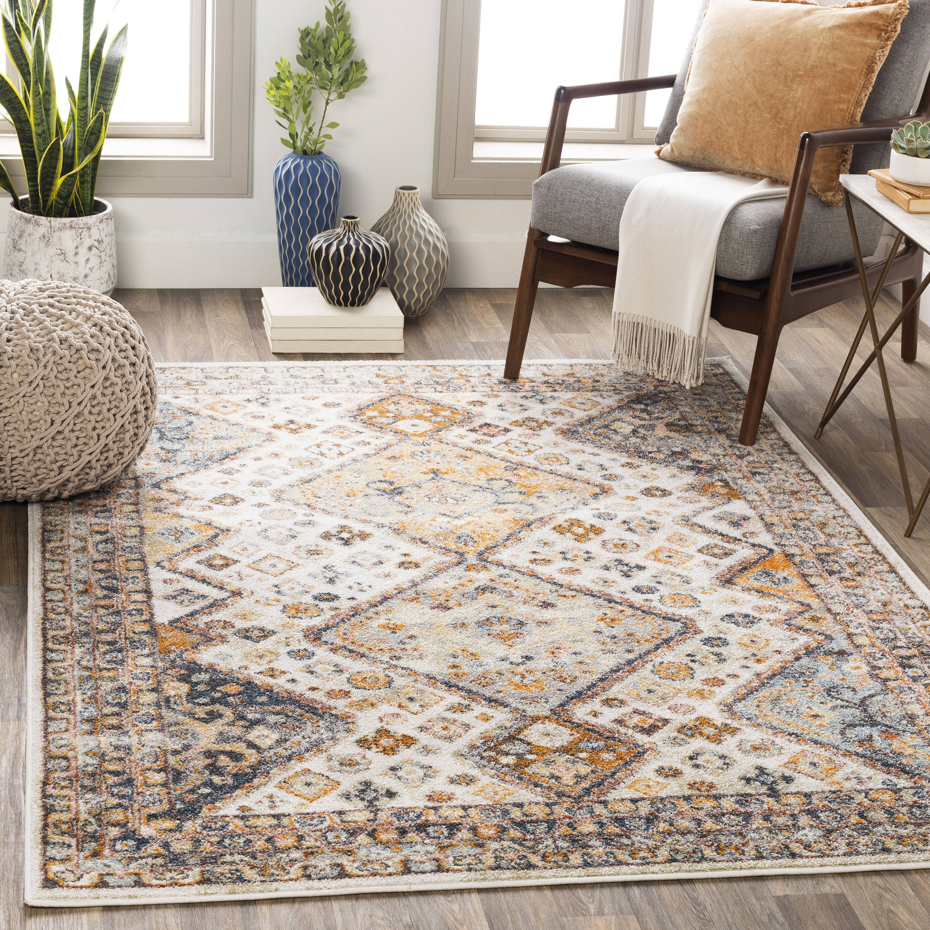 Surya NWM2313-5373 New Mexico 5 x 7 Beige Indoor Medallion Vintage Area Rug